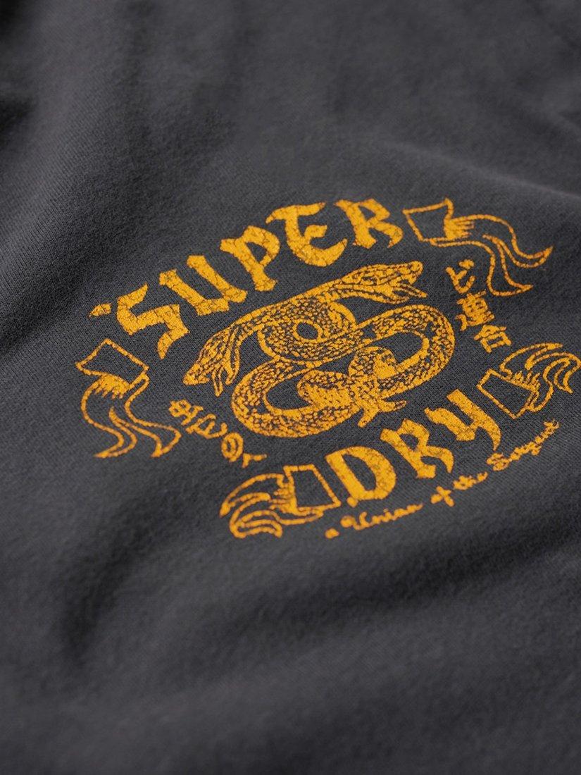 Product image 6 of 6, which shows Superdry Biker Rock Graphic Loose T-Shirt, Light Viper Black, S