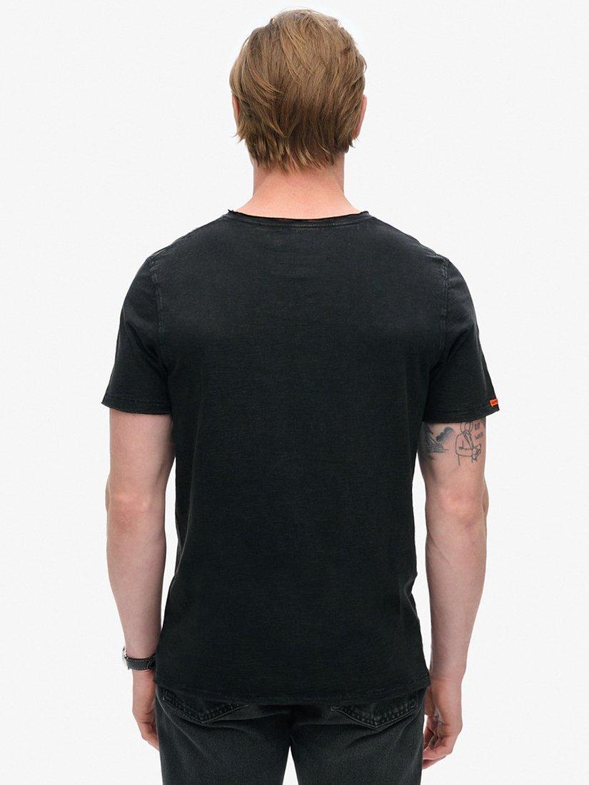 Superdry Raw Edge Slub V-Neck T-Shirt, Black, S