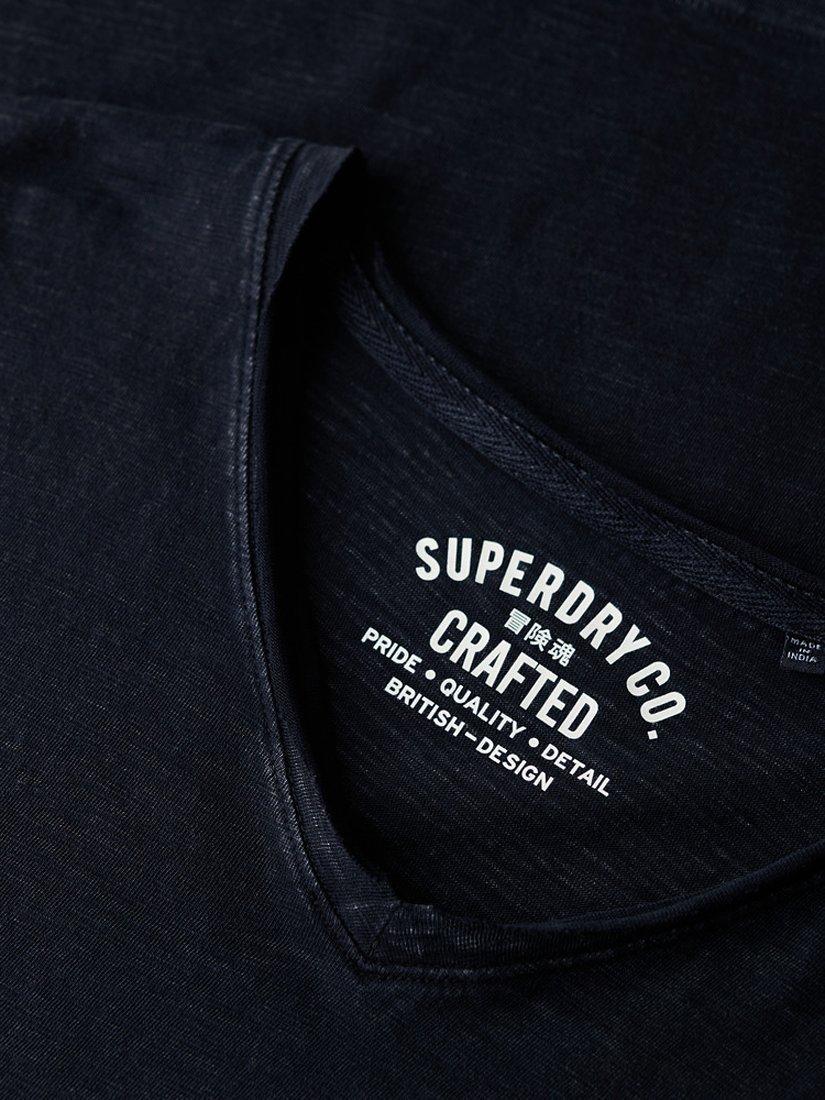 Superdry Raw Edge Slub V-Neck T-Shirt, Black, S