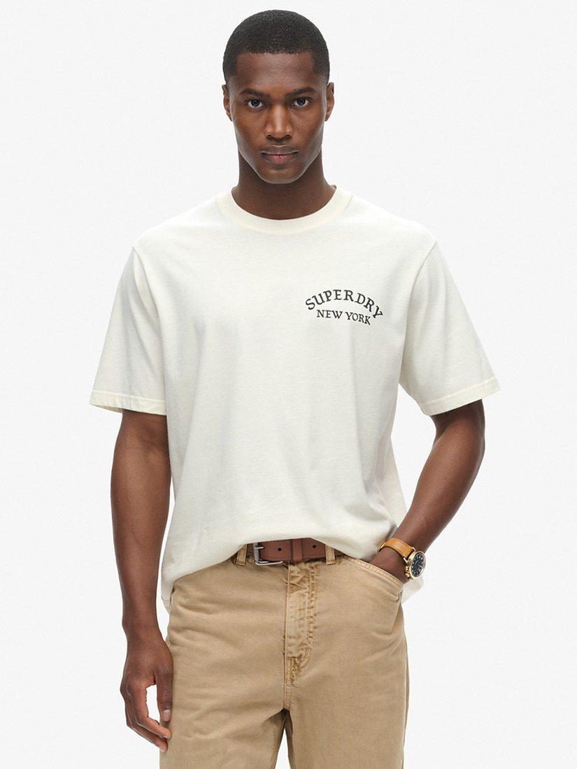 Product image 1 of 6, which shows Superdry Tattoo Back Graphic Loose T-Shirt, Winter White, S