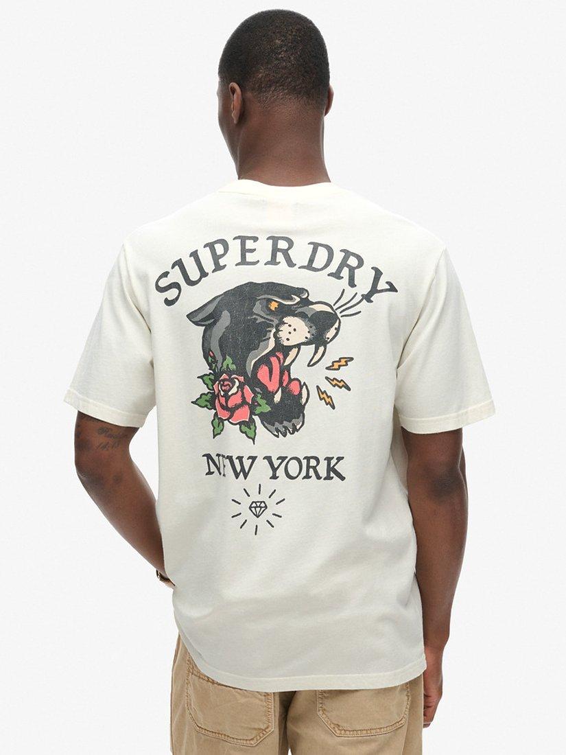 Product image 2 of 6, which shows Superdry Tattoo Back Graphic Loose T-Shirt, Winter White, S