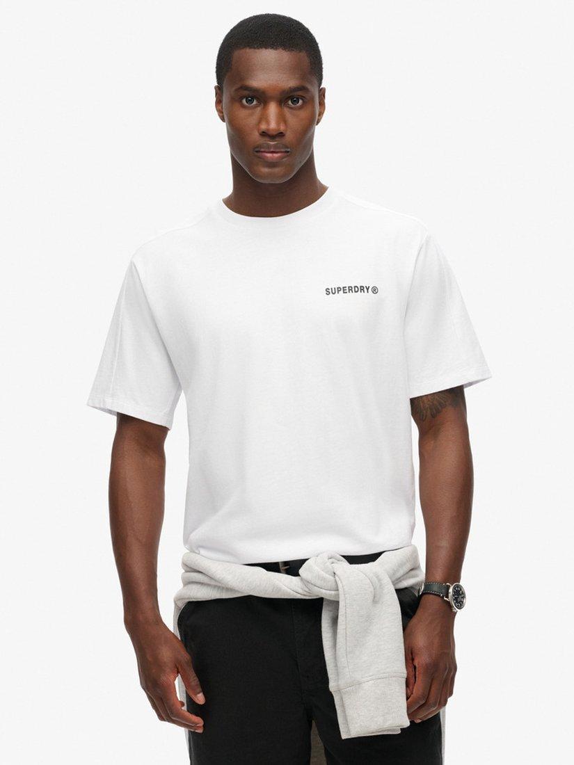 Product image 1 of 5, which shows Superdry Organic Cotton Tech Relaxed T-Shirt, Brilliant White, S
