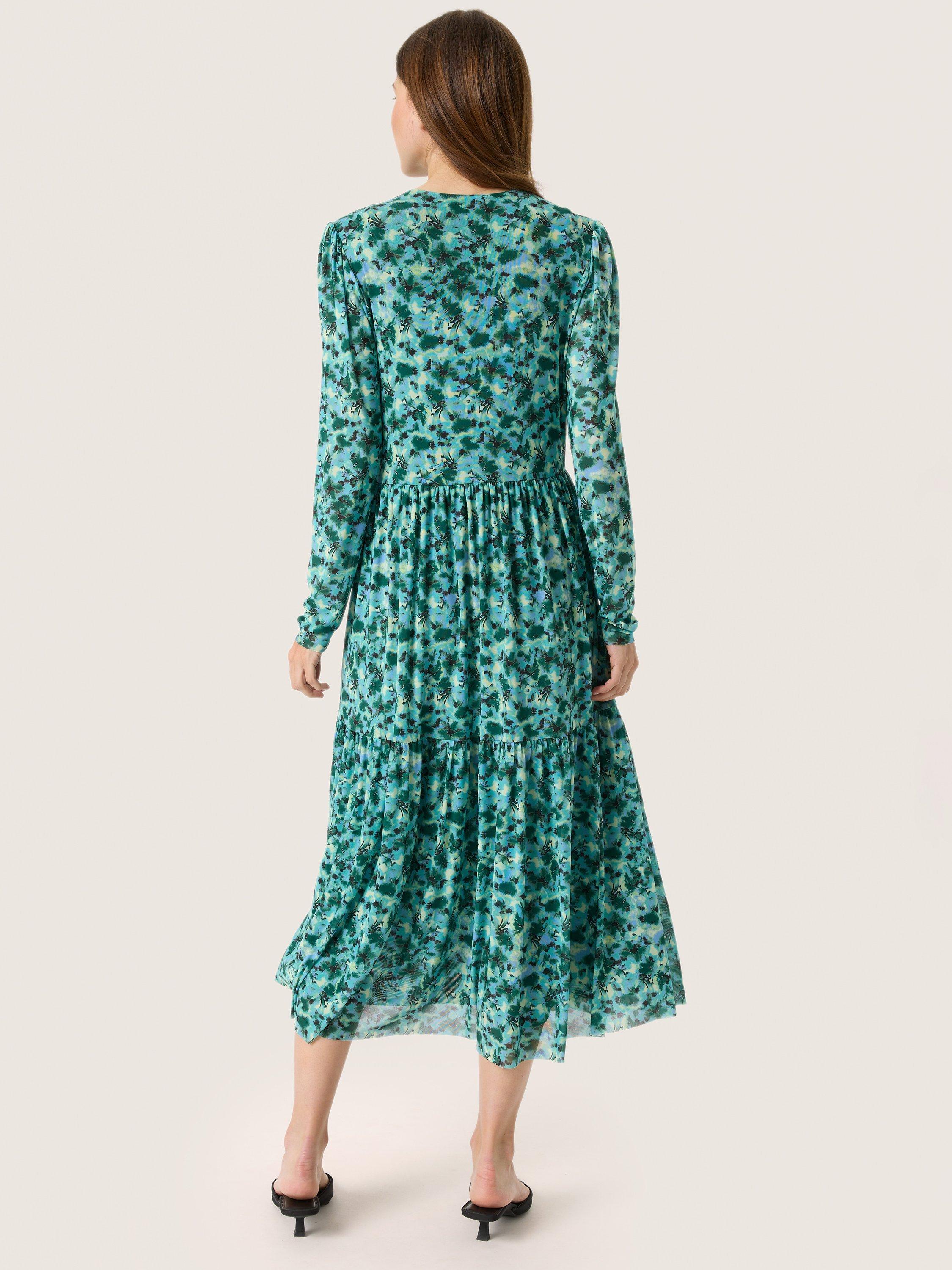 Product image 2 of 6, which shows Soaked In Luxury Idora Floral Dress, Green/Multi, XS