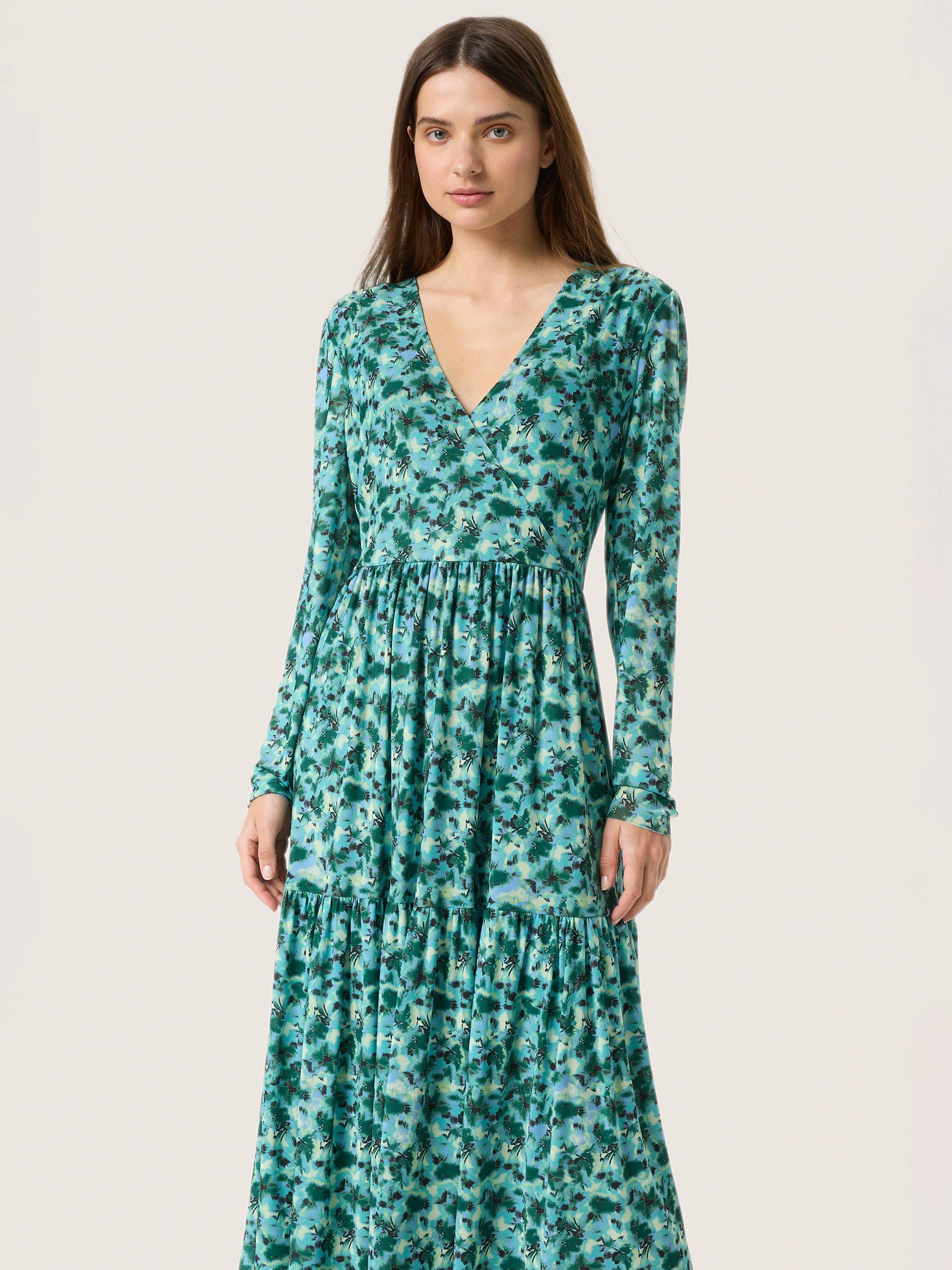 Product image 3 of 6, which shows Soaked In Luxury Idora Floral Dress, Green/Multi, XS