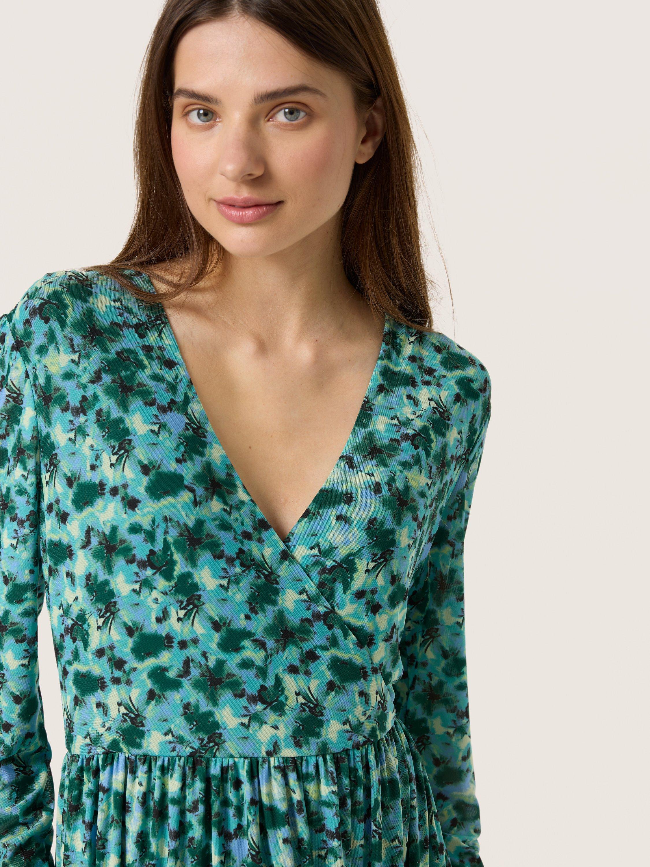 Product image 4 of 6, which shows Soaked In Luxury Idora Floral Dress, Green/Multi, XS