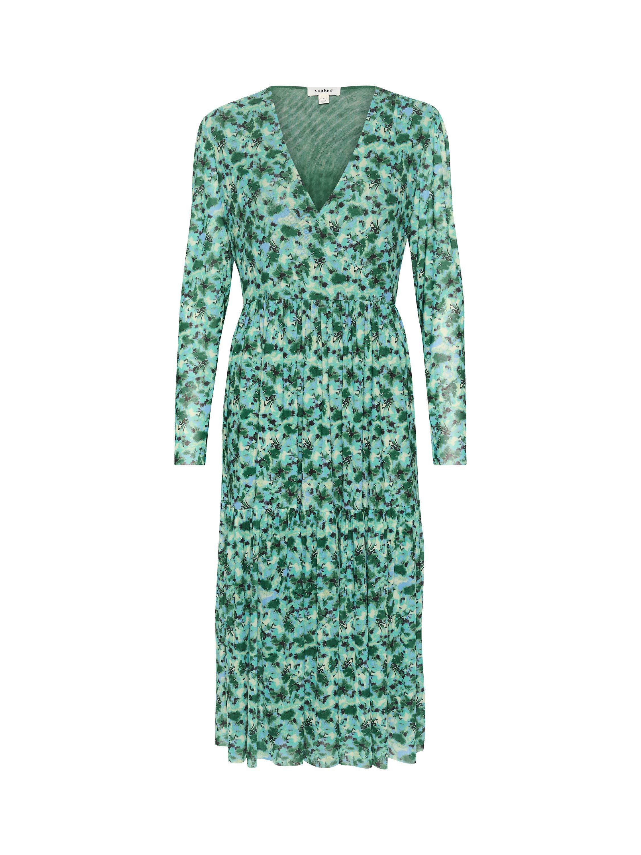 Product image 5 of 6, which shows Soaked In Luxury Idora Floral Dress, Green/Multi, XS