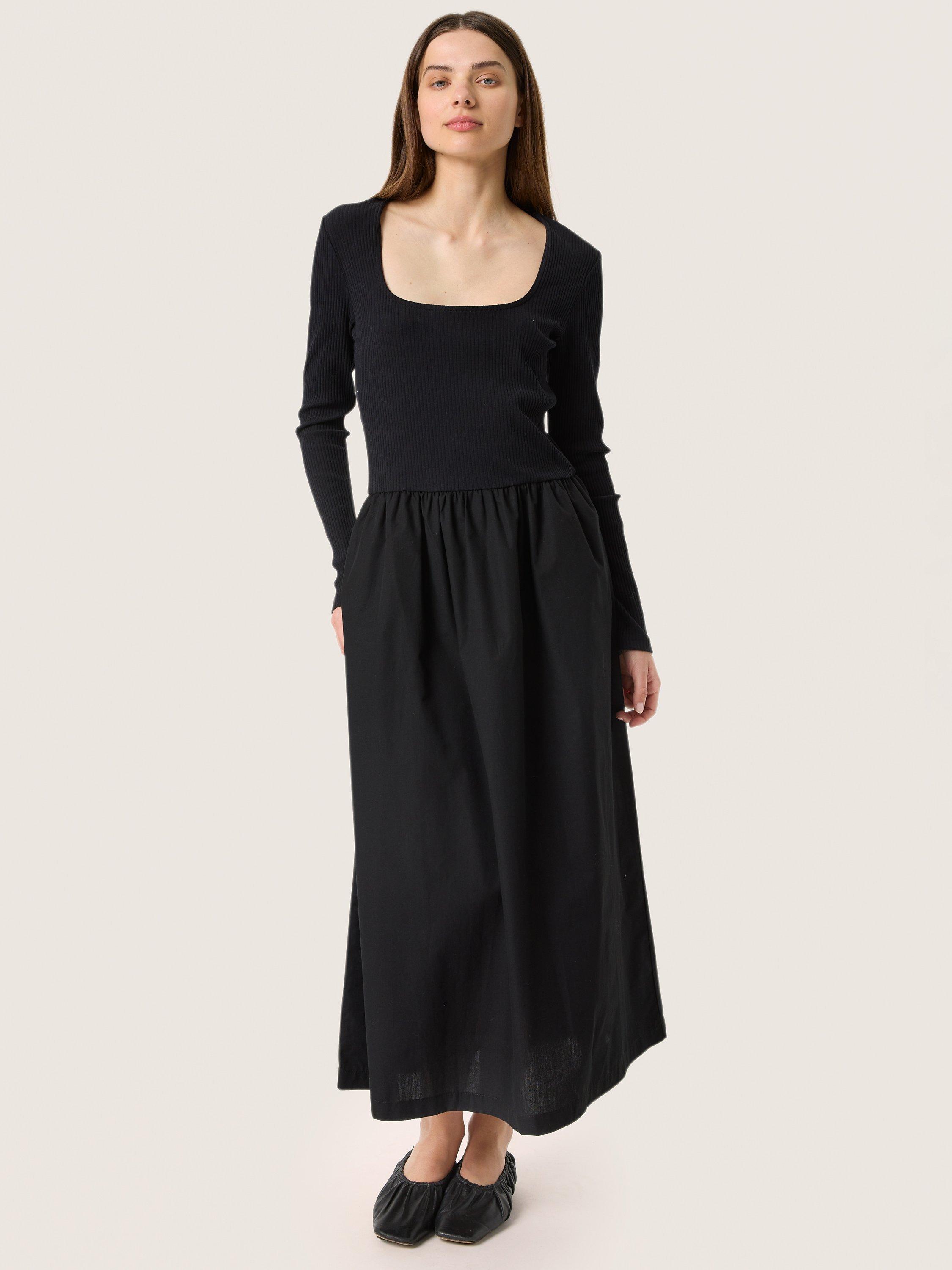 Soaked In Luxury Simone Square Neck Dress Black