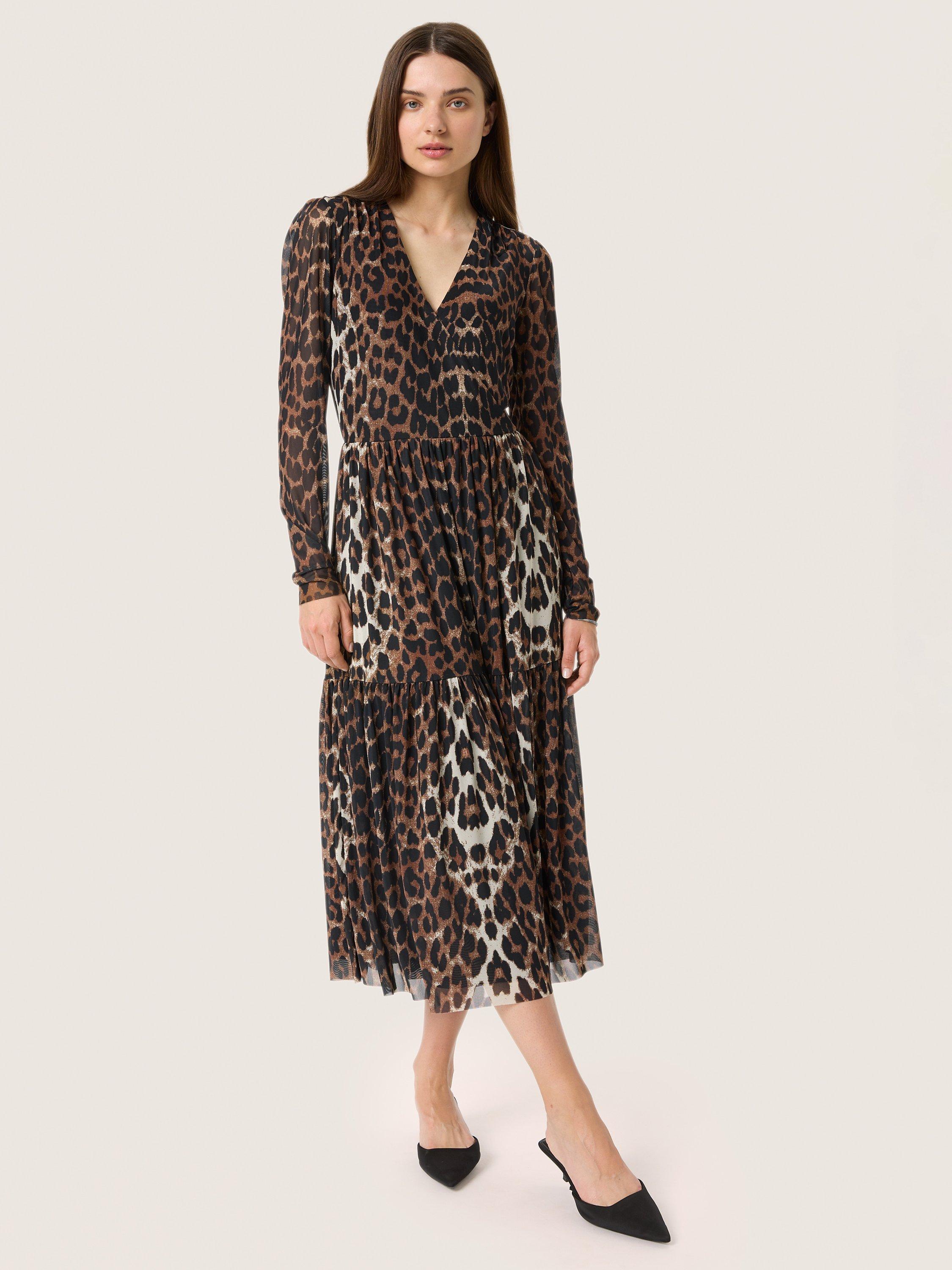 Product image 1 of 6, which shows Soaked In Luxury Valdora Animal Print Dress, Multi, XS