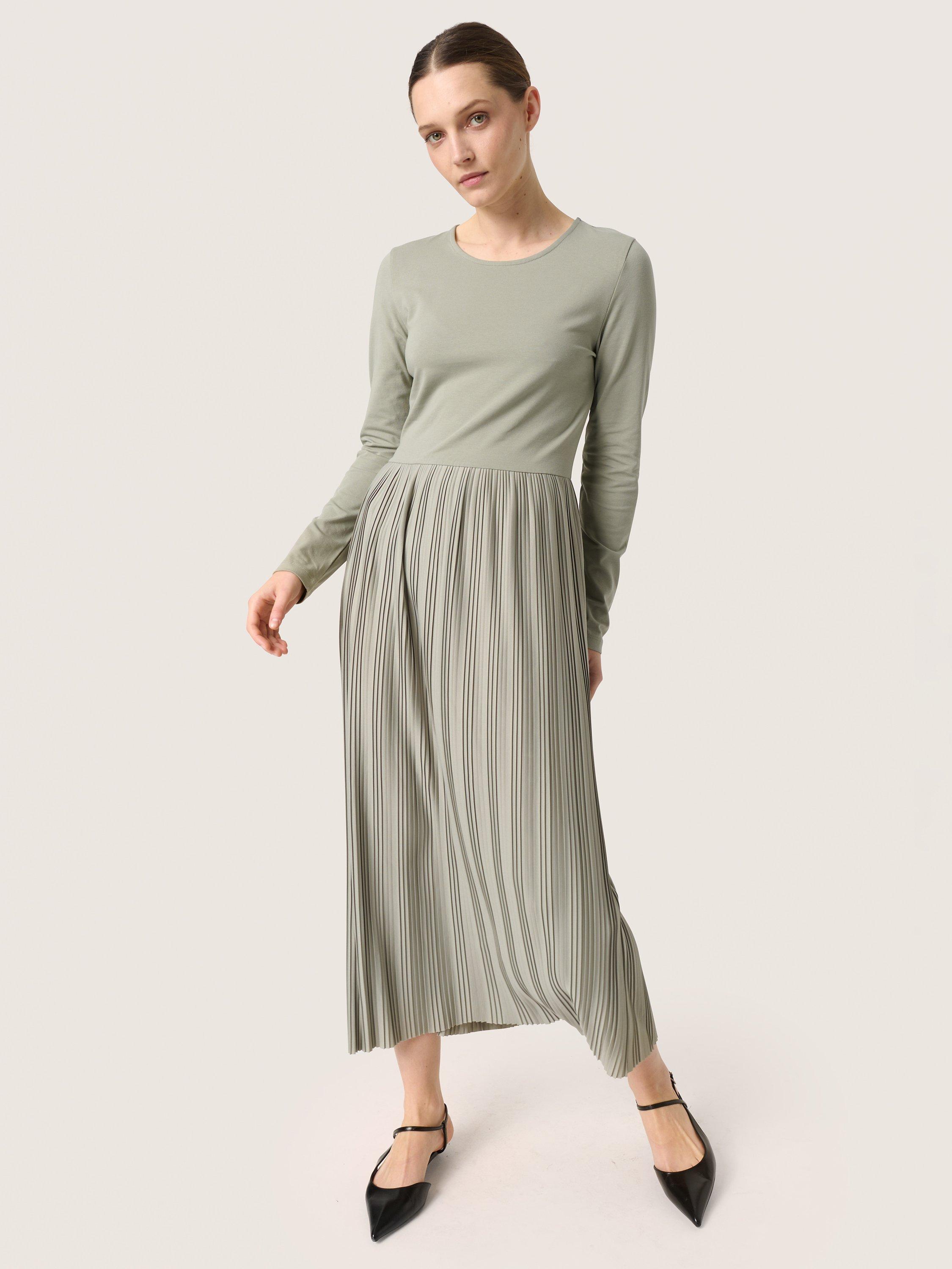 Product image 1 of 4, which shows Soaked In Luxury Simone Plisse Maxi Dress, Shadow, XS
