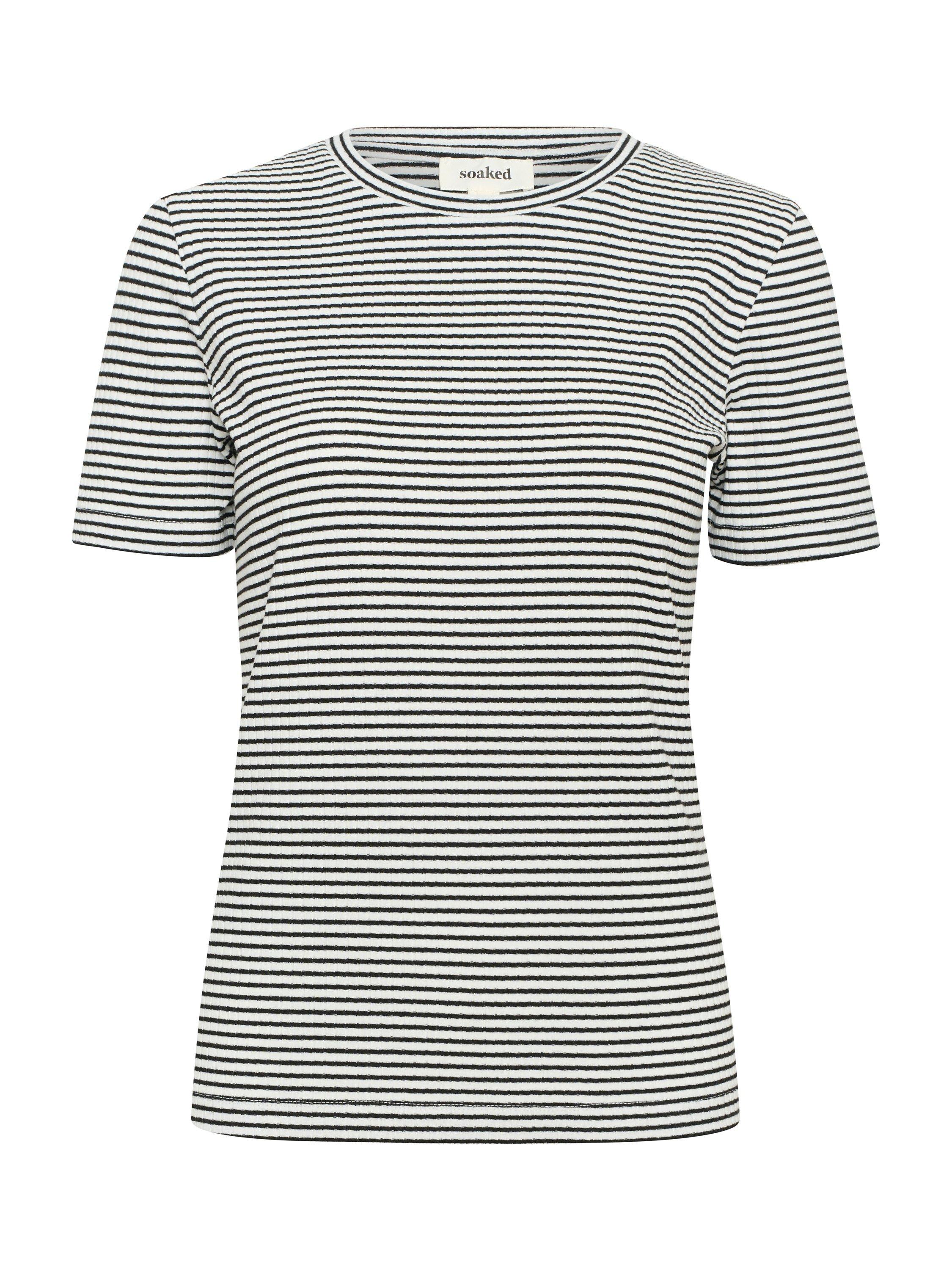 Product image 4 of 5, which shows Soaked In Luxury Calva Stripe Top, White/Black, XS