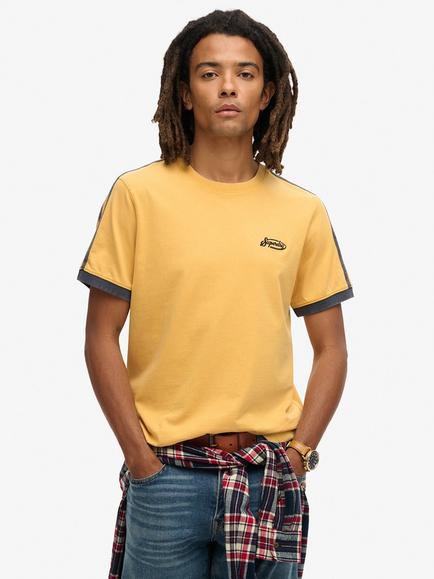 Superdry Essential Logo Retro Striped T-Shirt, Winter Gold, Winter Gold