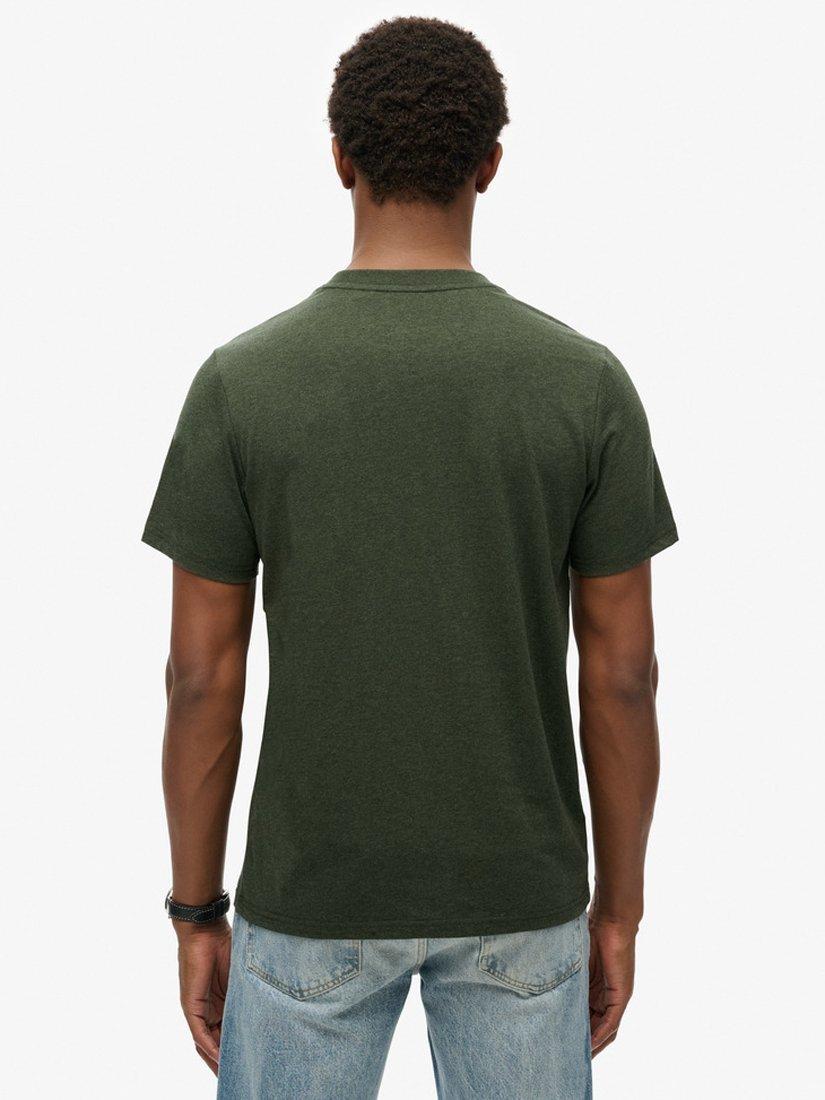 Product image 2 of 6, which shows Superdry Ribbed Crew Neck T-Shirt, Dark Olive Marl, S