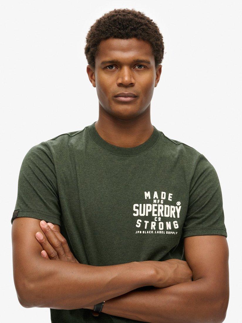 Product image 5 of 6, which shows Superdry Ribbed Crew Neck T-Shirt, Dark Olive Marl, S