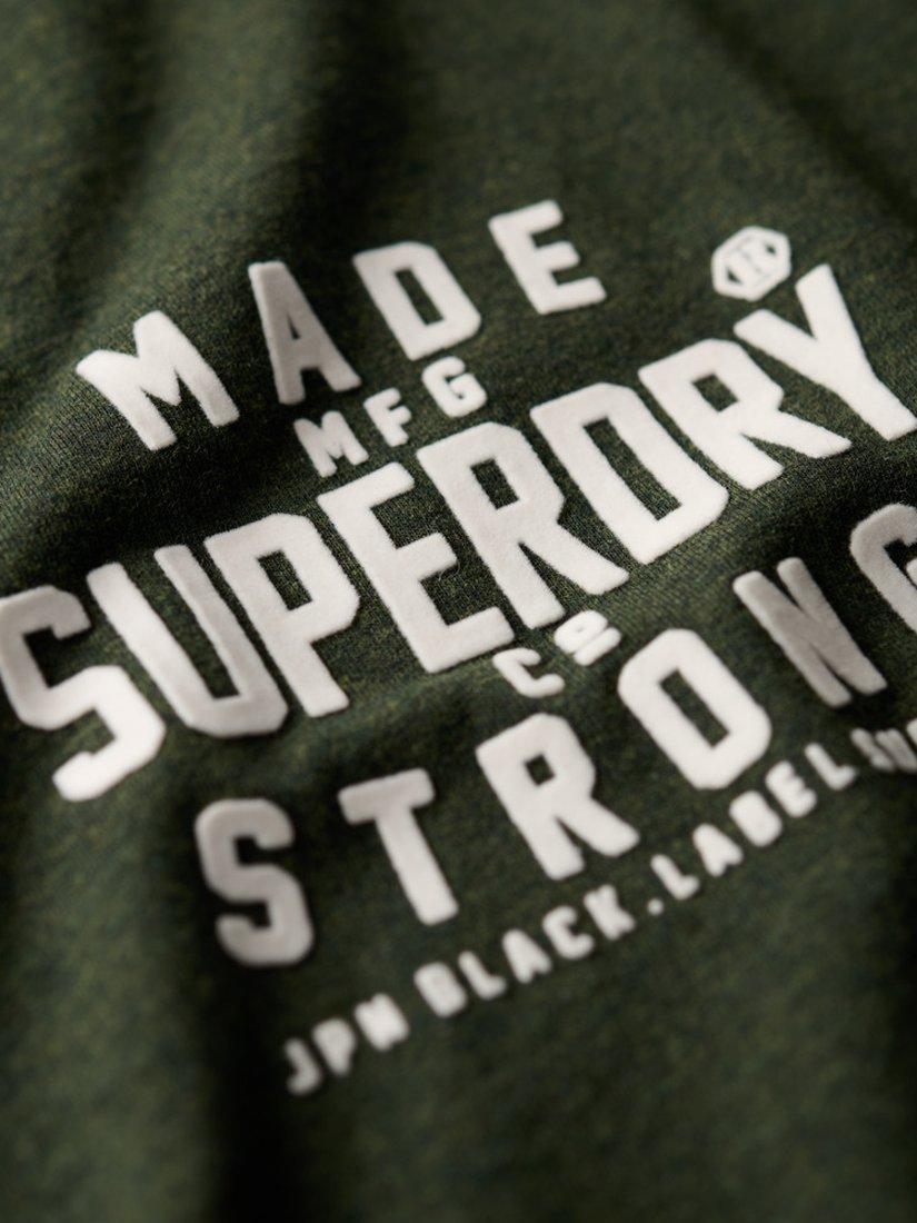 Product image 6 of 6, which shows Superdry Ribbed Crew Neck T-Shirt, Dark Olive Marl, S