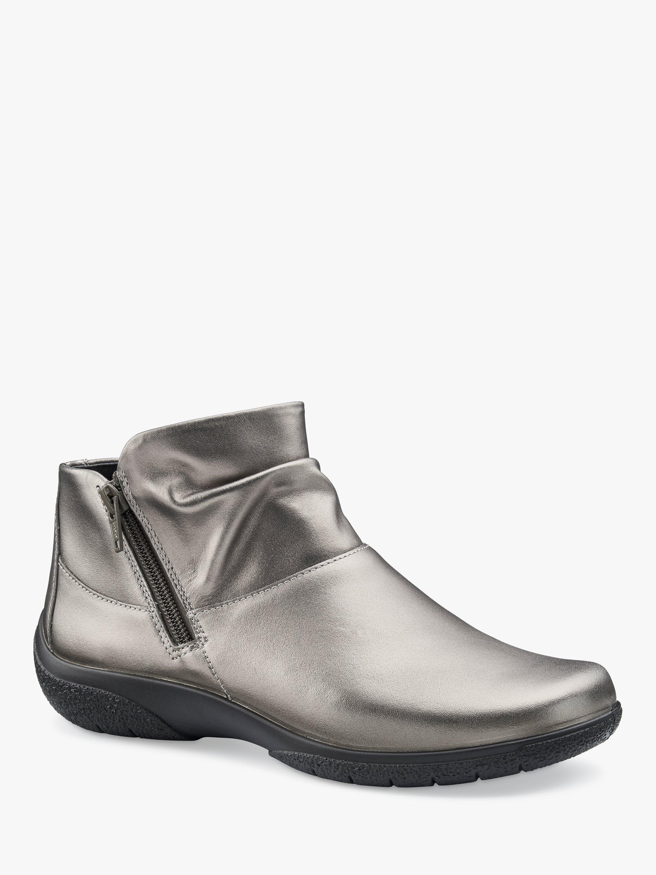 Hotter Murmur Leather Ankle Boots Pewter