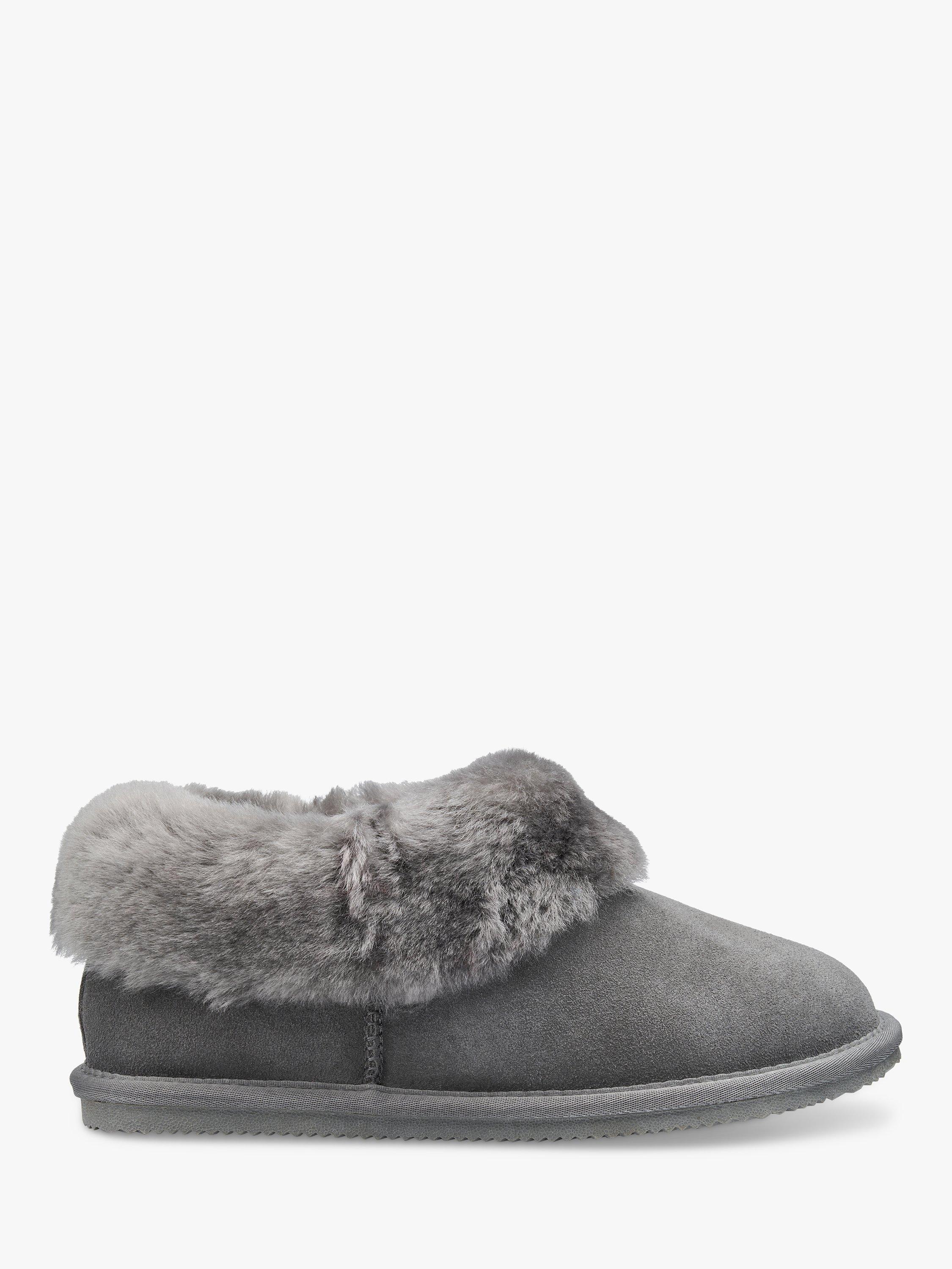 Product image 1 of 5, which shows Hotter Hug Suede Sheepskin Lined Slippers, Grey, 3
