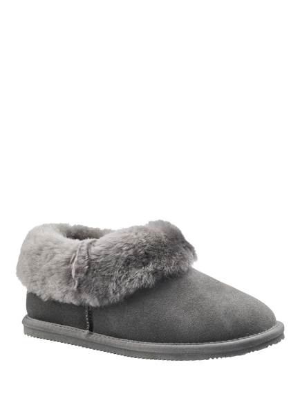 Hotter Hug Suede Sheepskin Lined Slippers - view 2, Grey