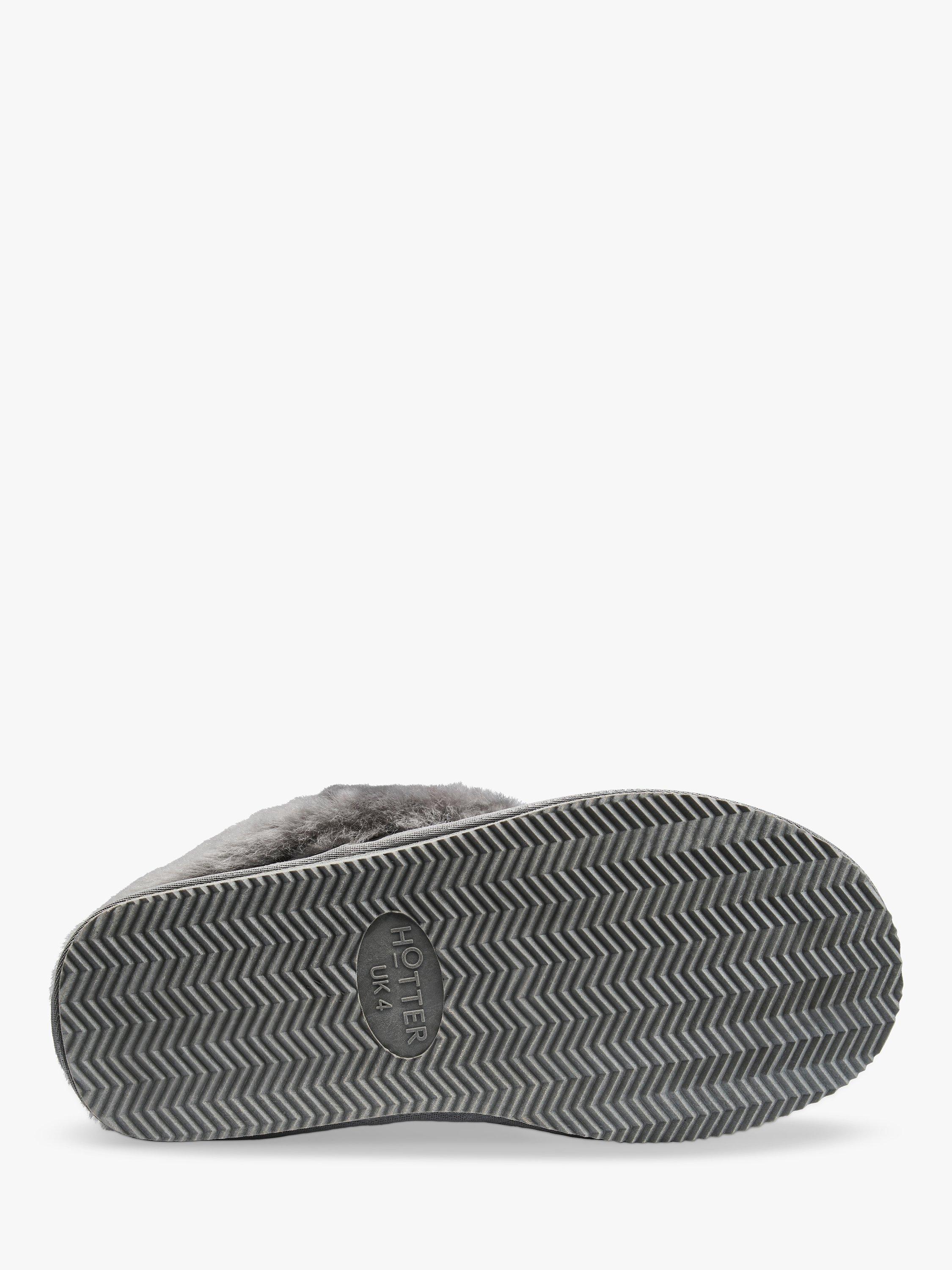 Product image 5 of 5, which shows Hotter Hug Suede Sheepskin Lined Slippers, Grey, 3