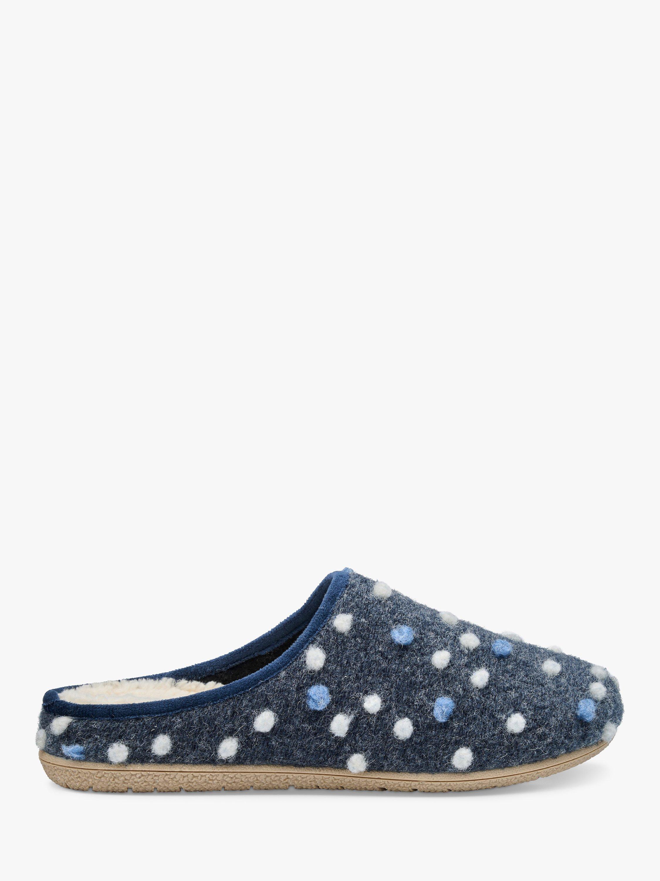 Product image 1 of 4, which shows Hotter Dotty Faux Shearling Slippers, Dark Denim, 3