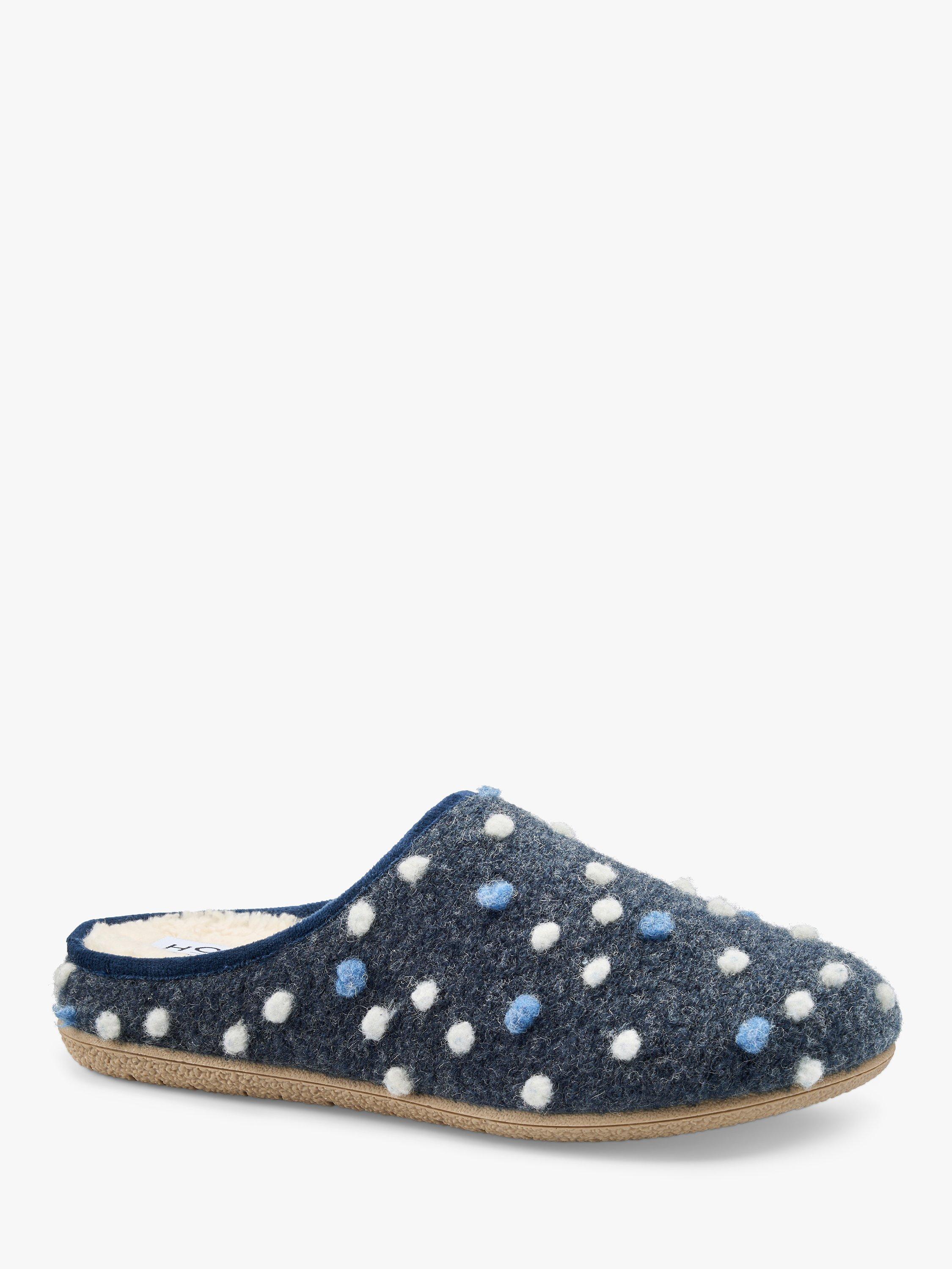 Product image 2 of 4, which shows Hotter Dotty Faux Shearling Slippers, Dark Denim, 3