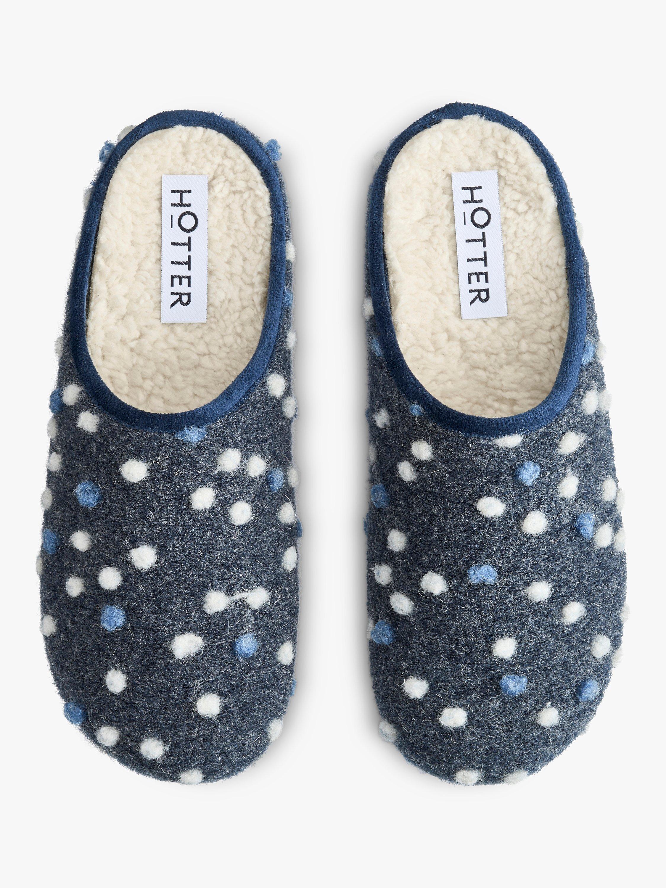 Product image 3 of 4, which shows Hotter Dotty Faux Shearling Slippers, Dark Denim, 3
