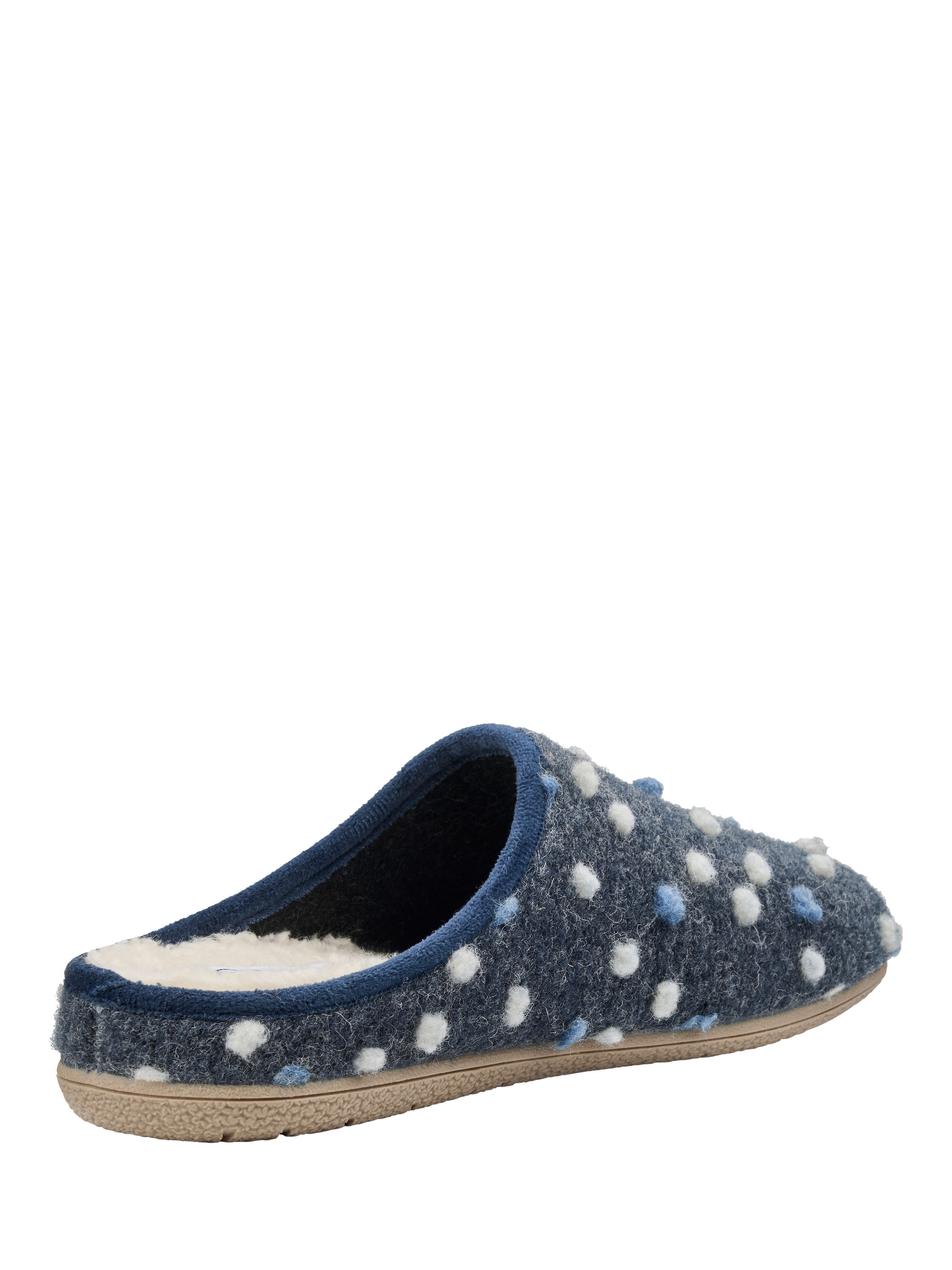 Product image 4 of 4, which shows Hotter Dotty Faux Shearling Slippers, Dark Denim, 3