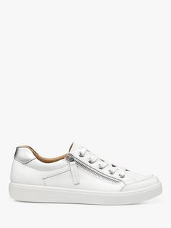 Hotter Chase II Leather Trainers, White, White-le