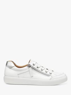 Hotter Chase II Leather Zip and Go Trainers, White/Silver