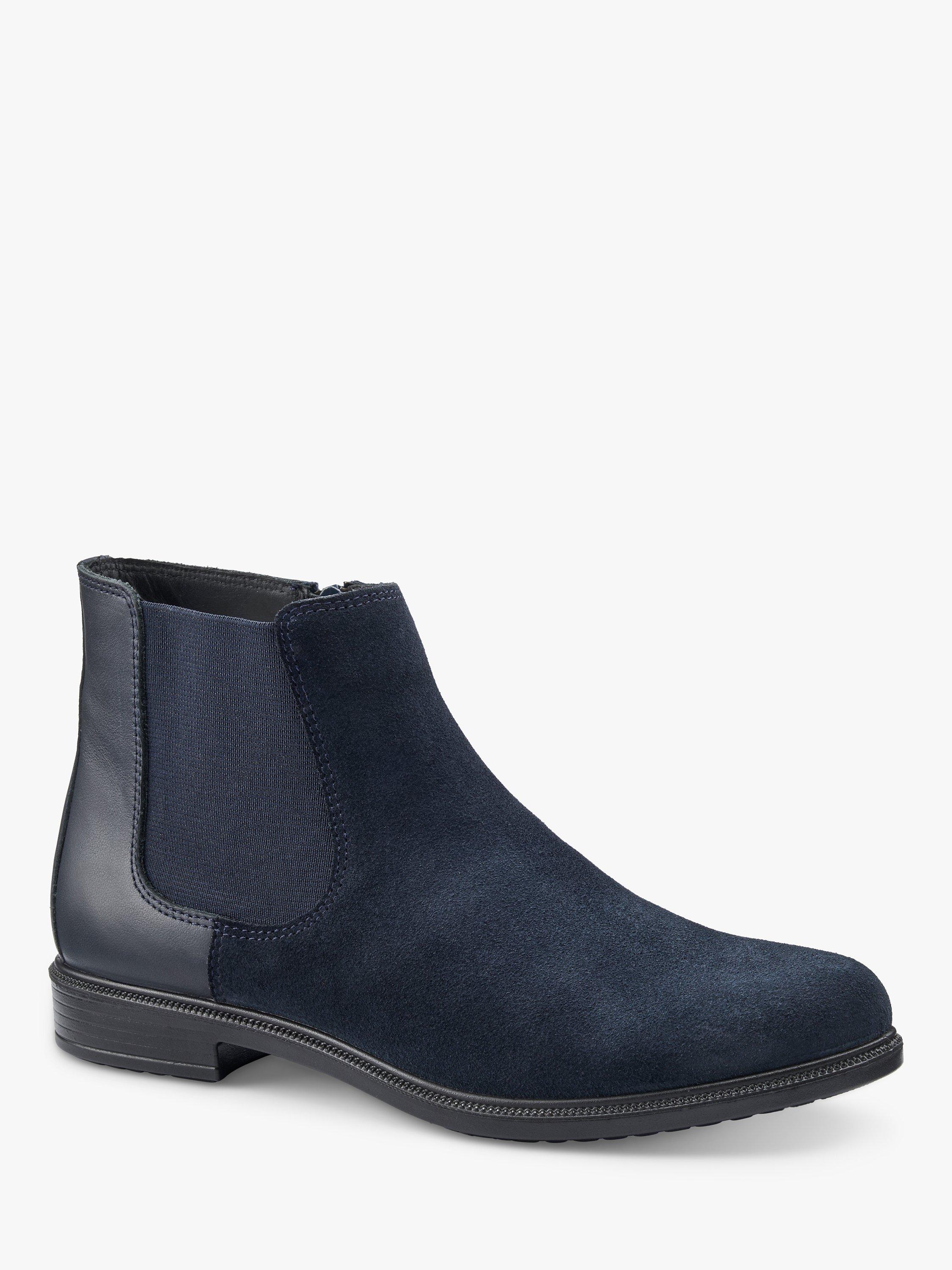 Product image 2 of 4, which shows Hotter Tenby Wide Fit Suede Chelsea Boots, Navy, 3W