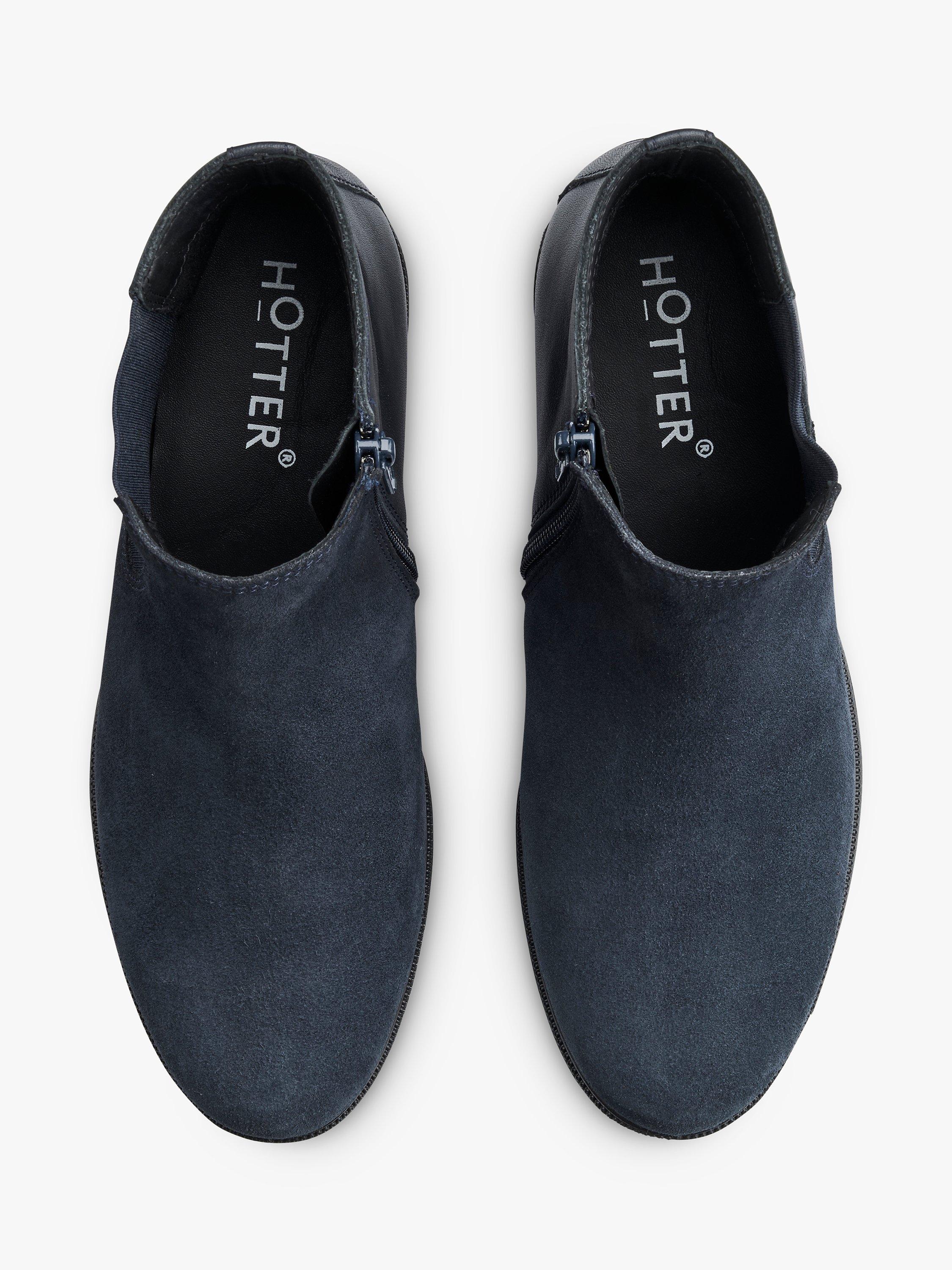 Product image 3 of 4, which shows Hotter Tenby Wide Fit Suede Chelsea Boots, Navy, 3W
