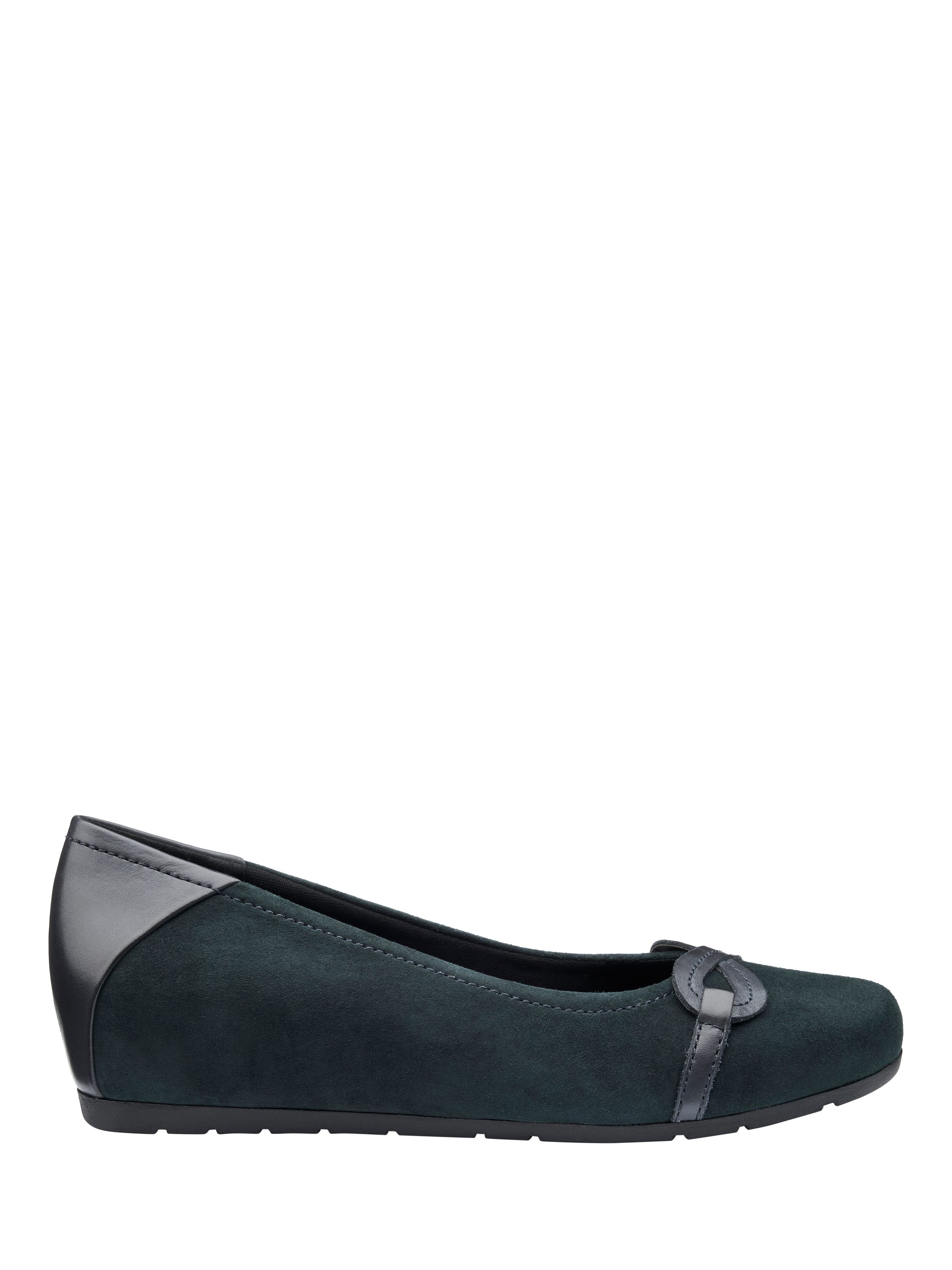 Hotter Osprey Suede Wedge Ballerina Pumps, Dark Teal