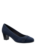 Hotter Salsa Wide Fit Heeled Courts, Navy