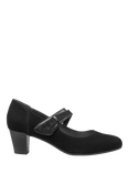 Hotter Samba Wide Fit Suede Heeled Courts, Black