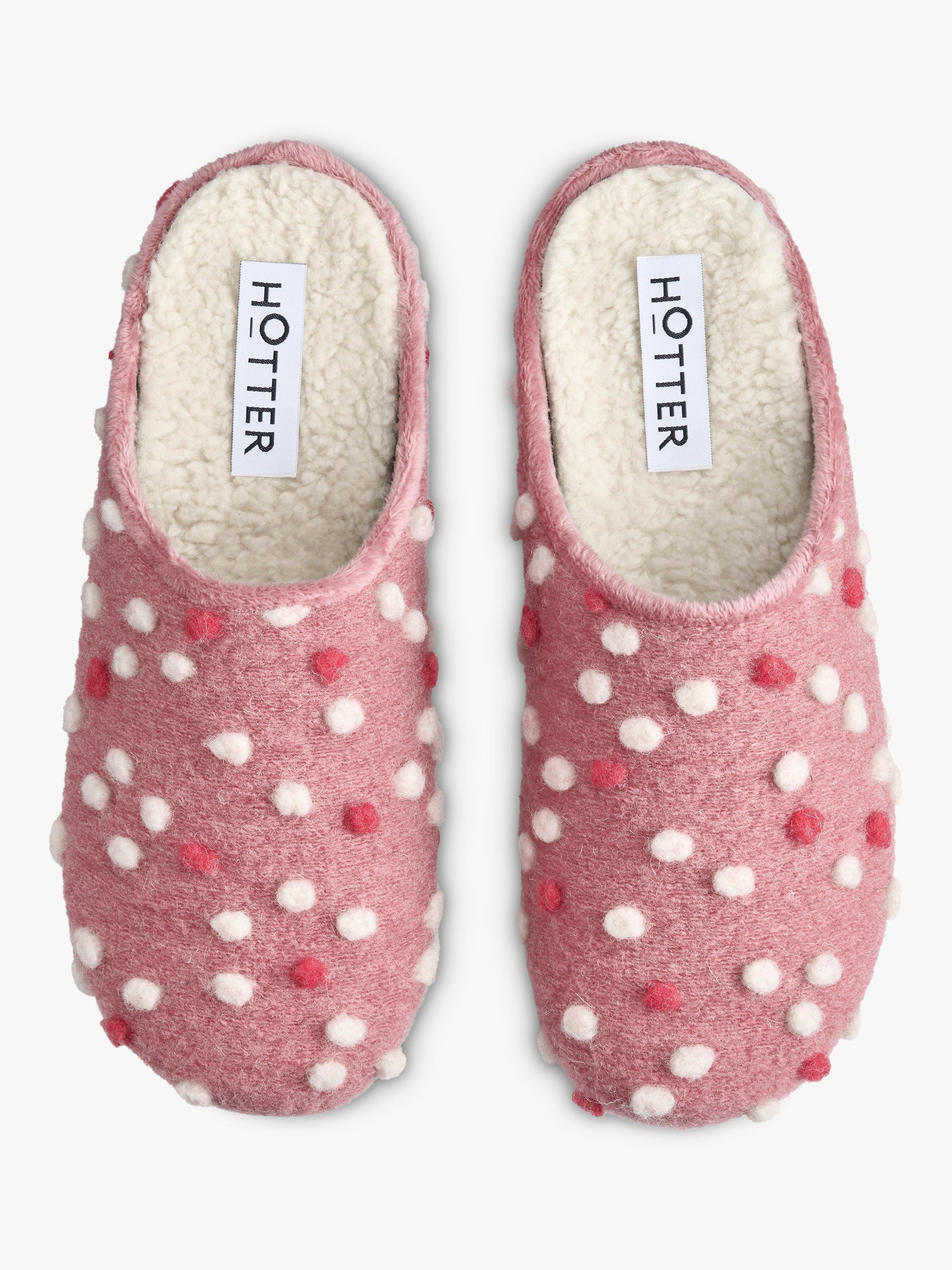Product image 3 of 5, which shows Hotter Dotty Faux Shearling Slippers, Tea Rose, 3