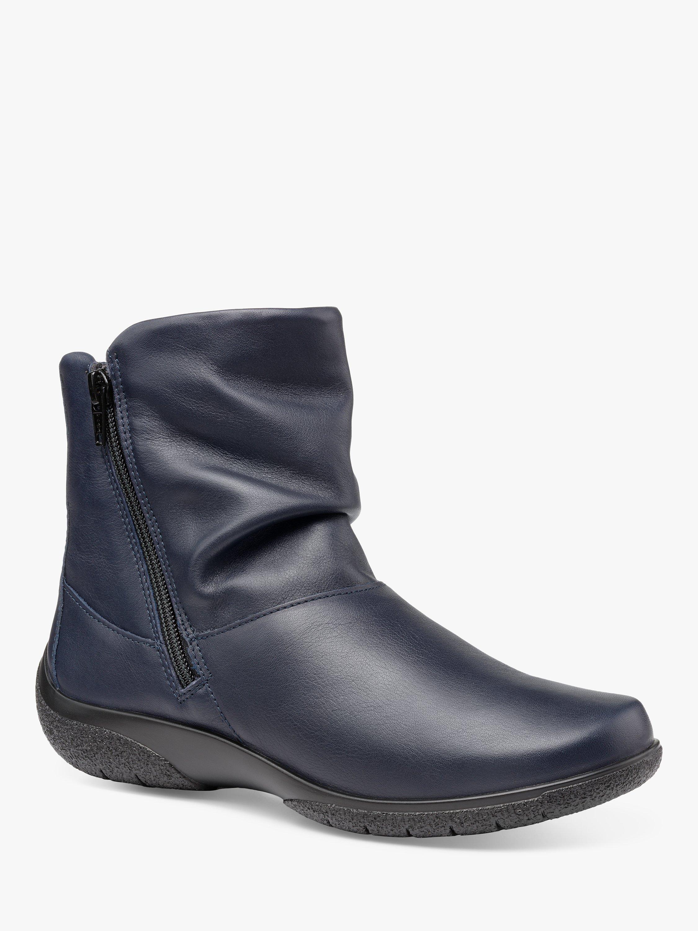 Product image 2 of 4, which shows Hotter Whisper Extra Wide Fit Slouch Ankle Boots, Navy, 4 XW