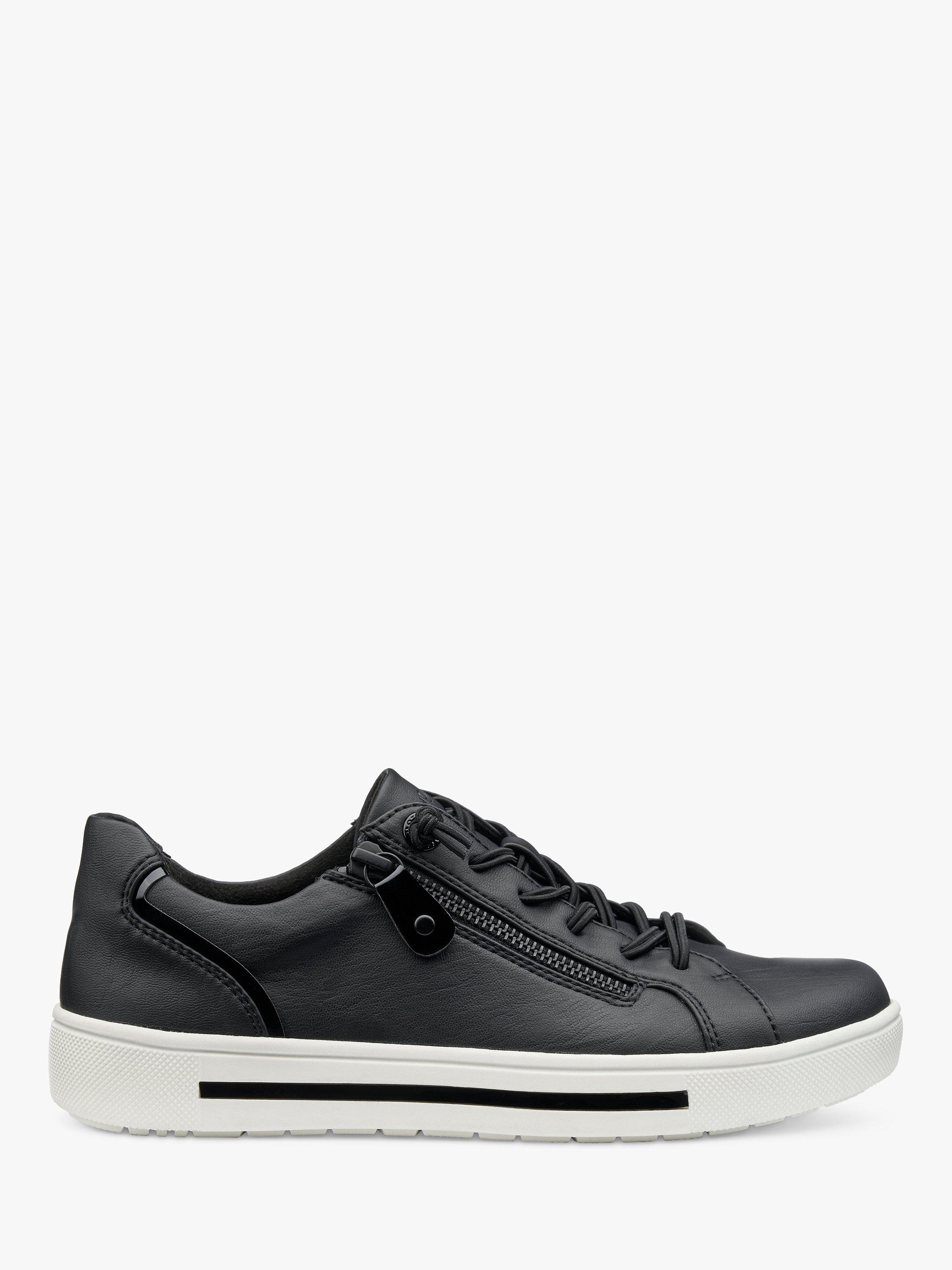 Hotter Leo Wide Fit Zipped Trainers, Black, 3W