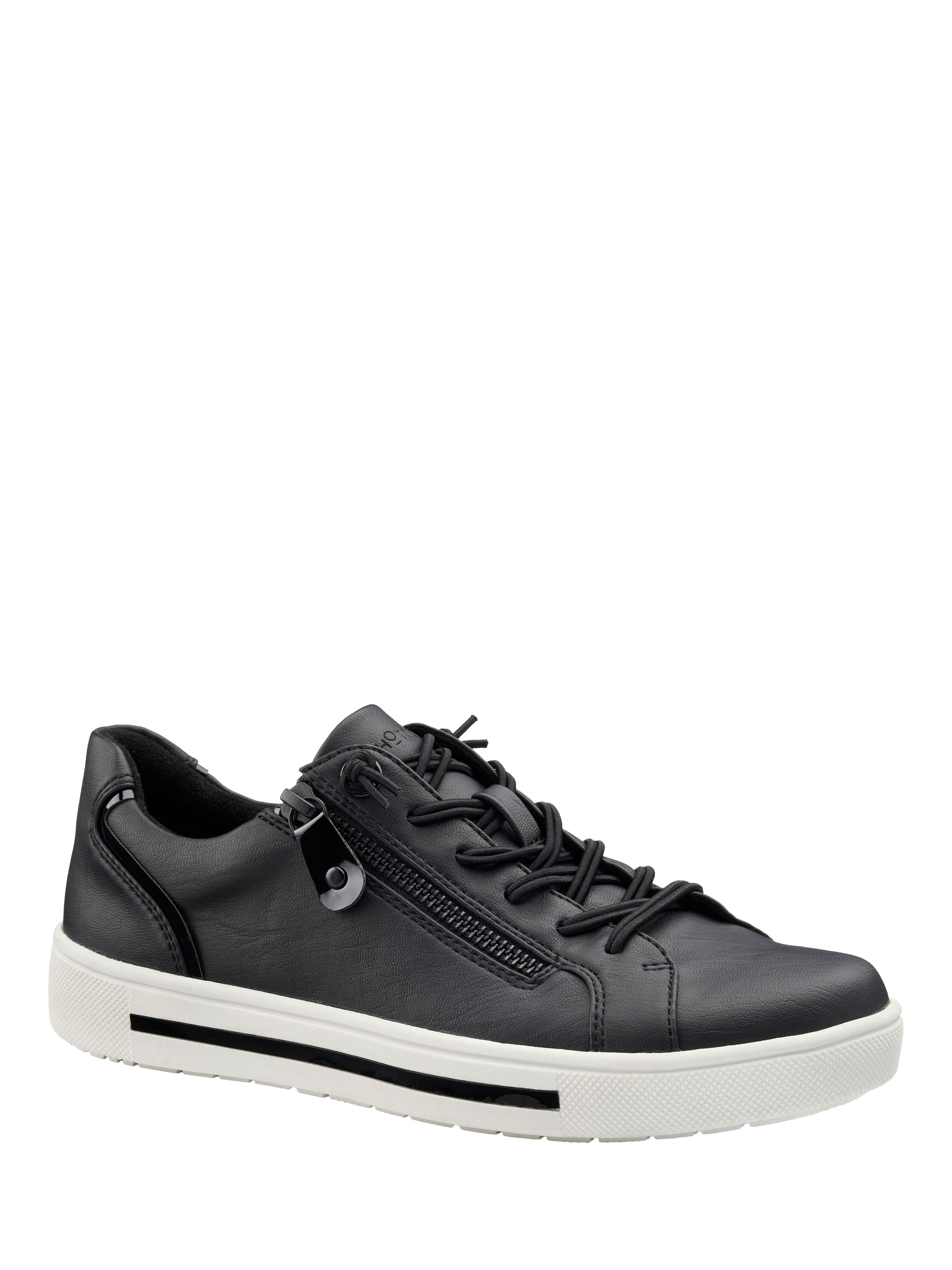Hotter Leo Wide Fit Zipped Trainers, Black, 3W
