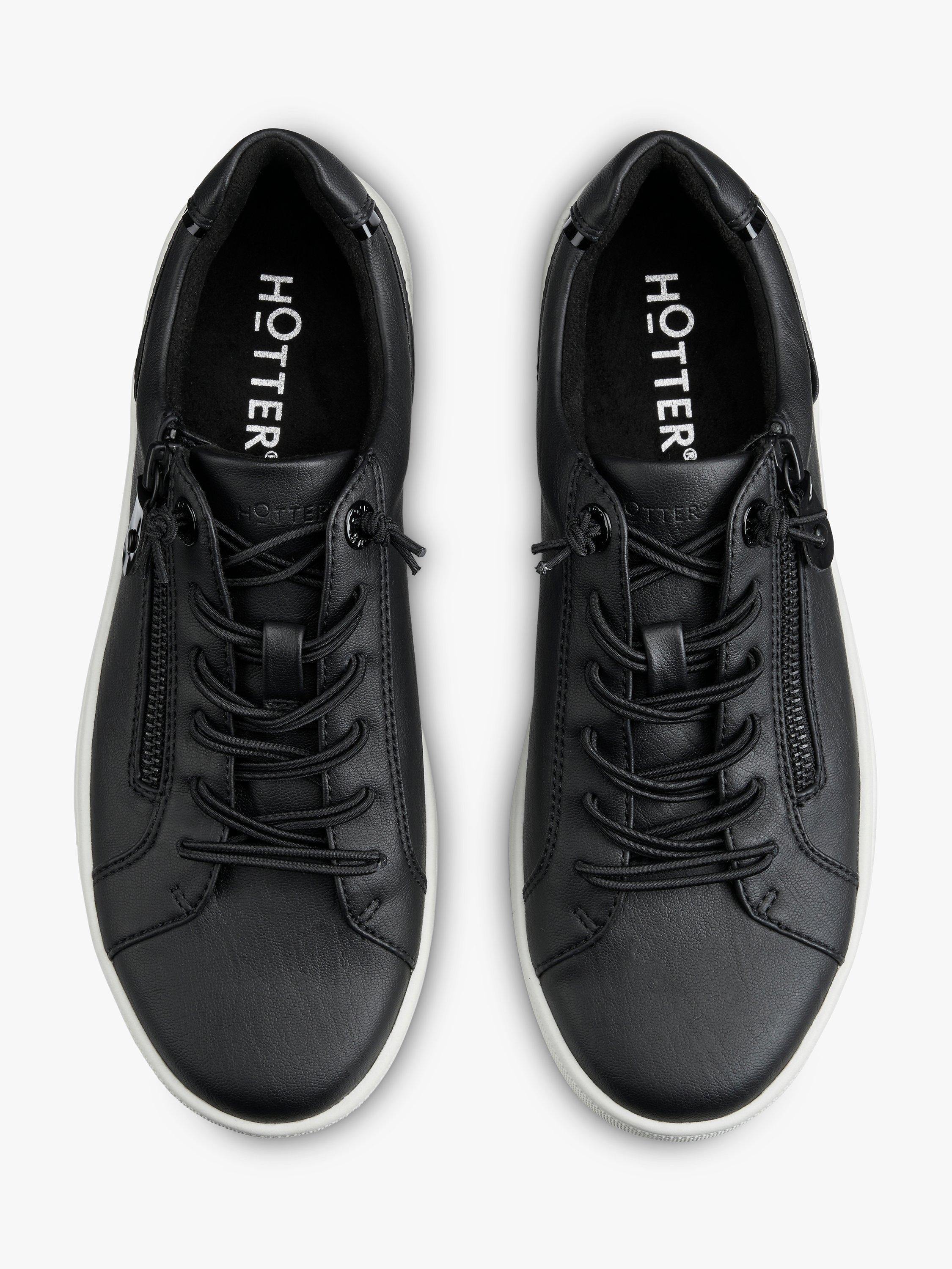 Hotter Leo Wide Fit Zipped Trainers, Black, 3W