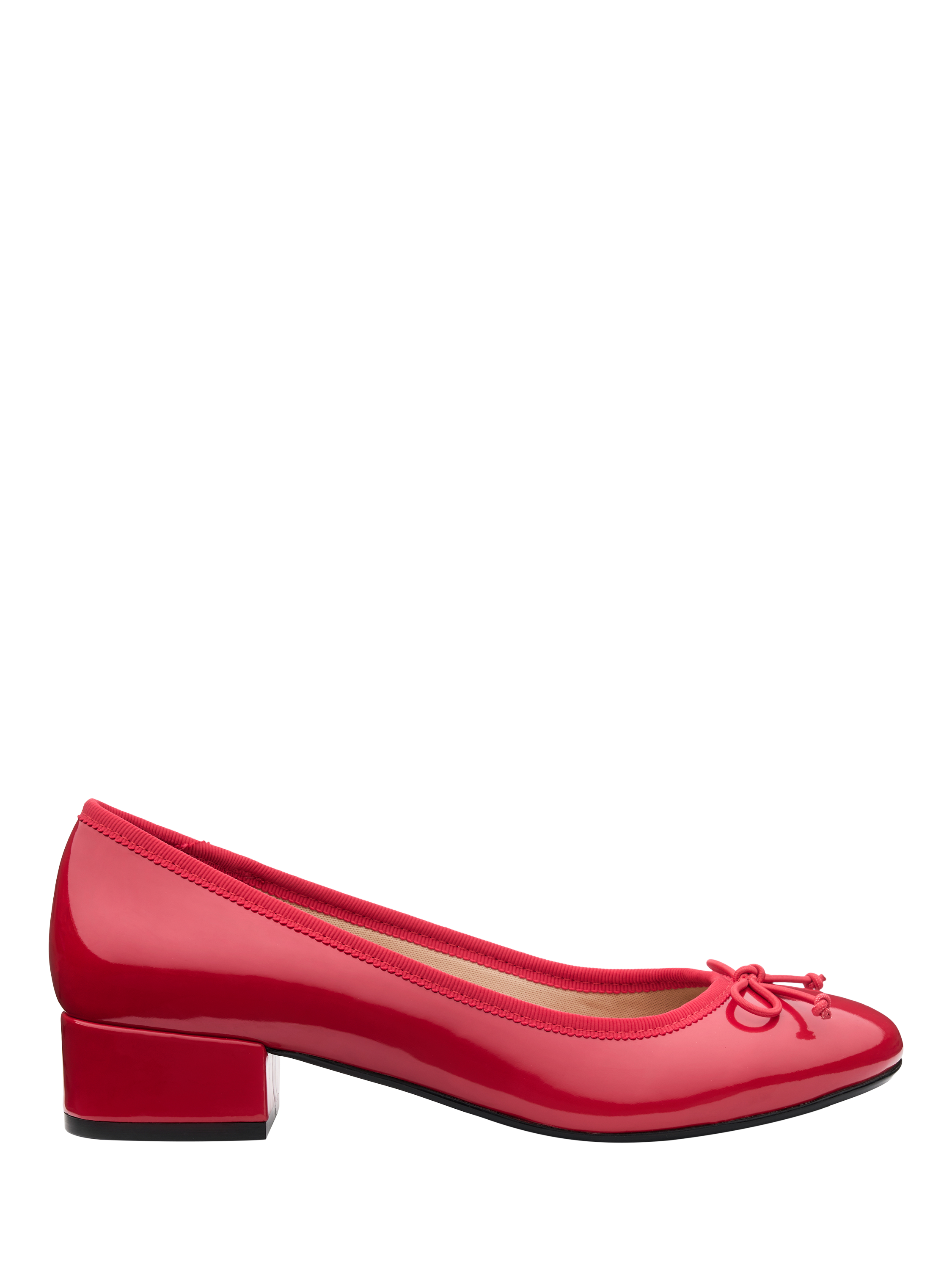 Hotter Vogue Patent Block Heel Ballet Pumps, Crimson