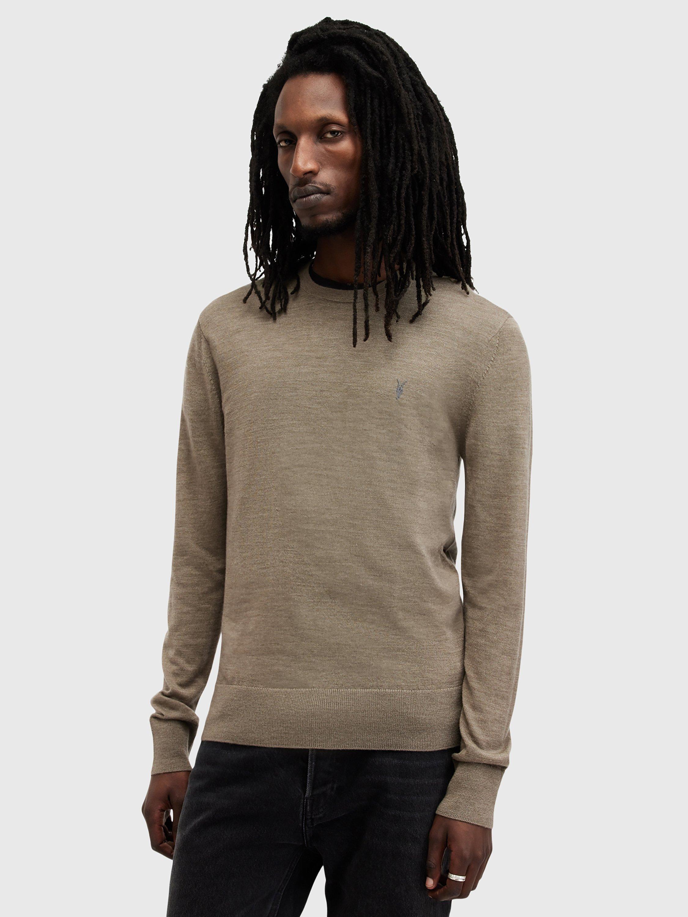 AllSaints Mode Crew Neck Merino Wool Jumper Mid Green