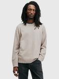 AllSaints Luka Distressed Crew Neck Jumper, Taupe