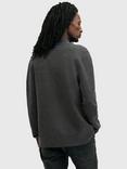 AllSaints Statten Full Zip Funnel Neck Knit Top, Mid Grey