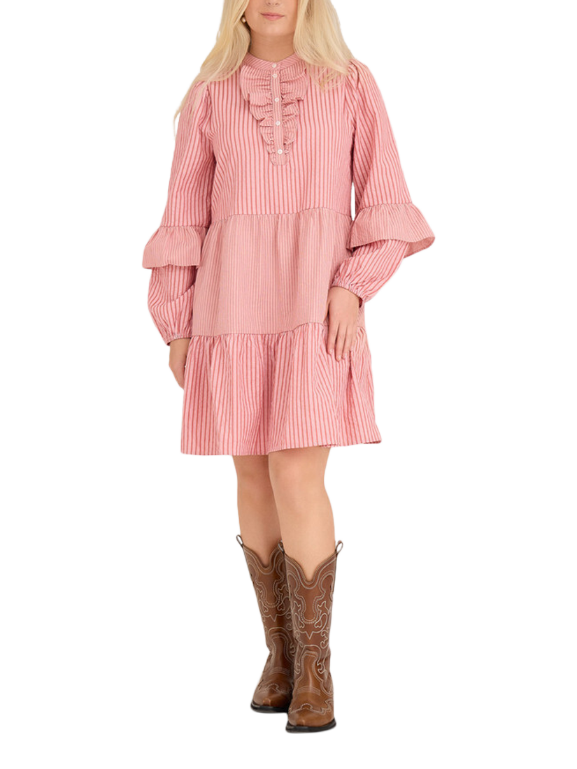 A-VIEW Karin Stripe Dress, Rose/Pink