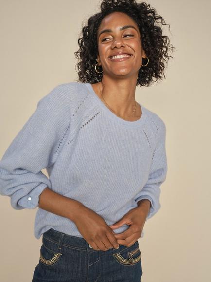 MOS MOSH Talli Wool Blend Jumper, Cashmere Blue, Cashmere Blue