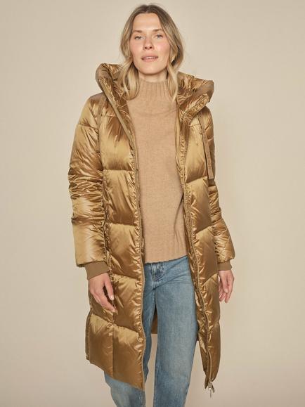 MOS MOSH Nova Metallic Down Puffer Coat - view 2, Dark Gold