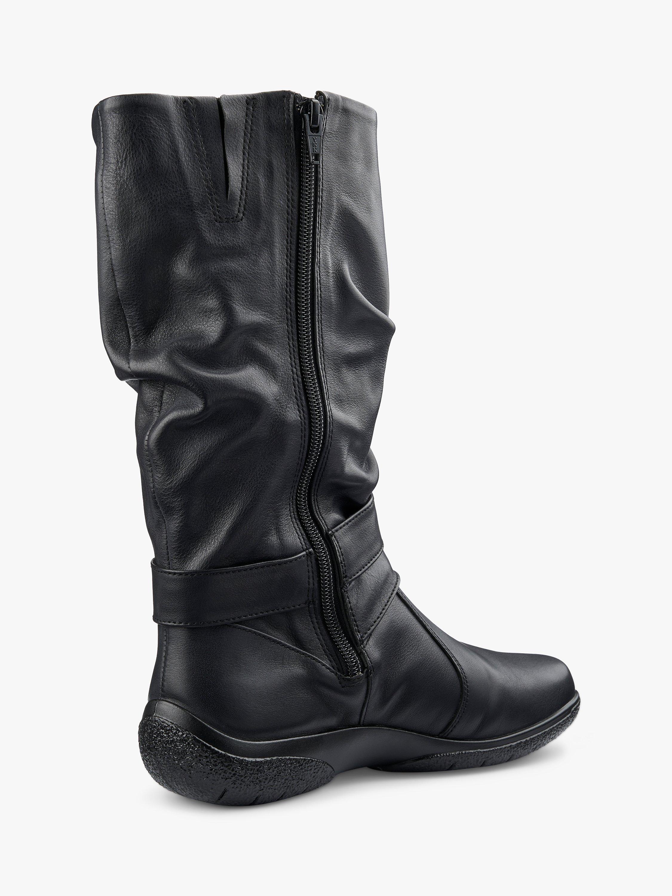 Product image 4 of 5, which shows Hotter Ballinderry Extra Wide Fit Leather Slouch Boots, Black, 4.5XW