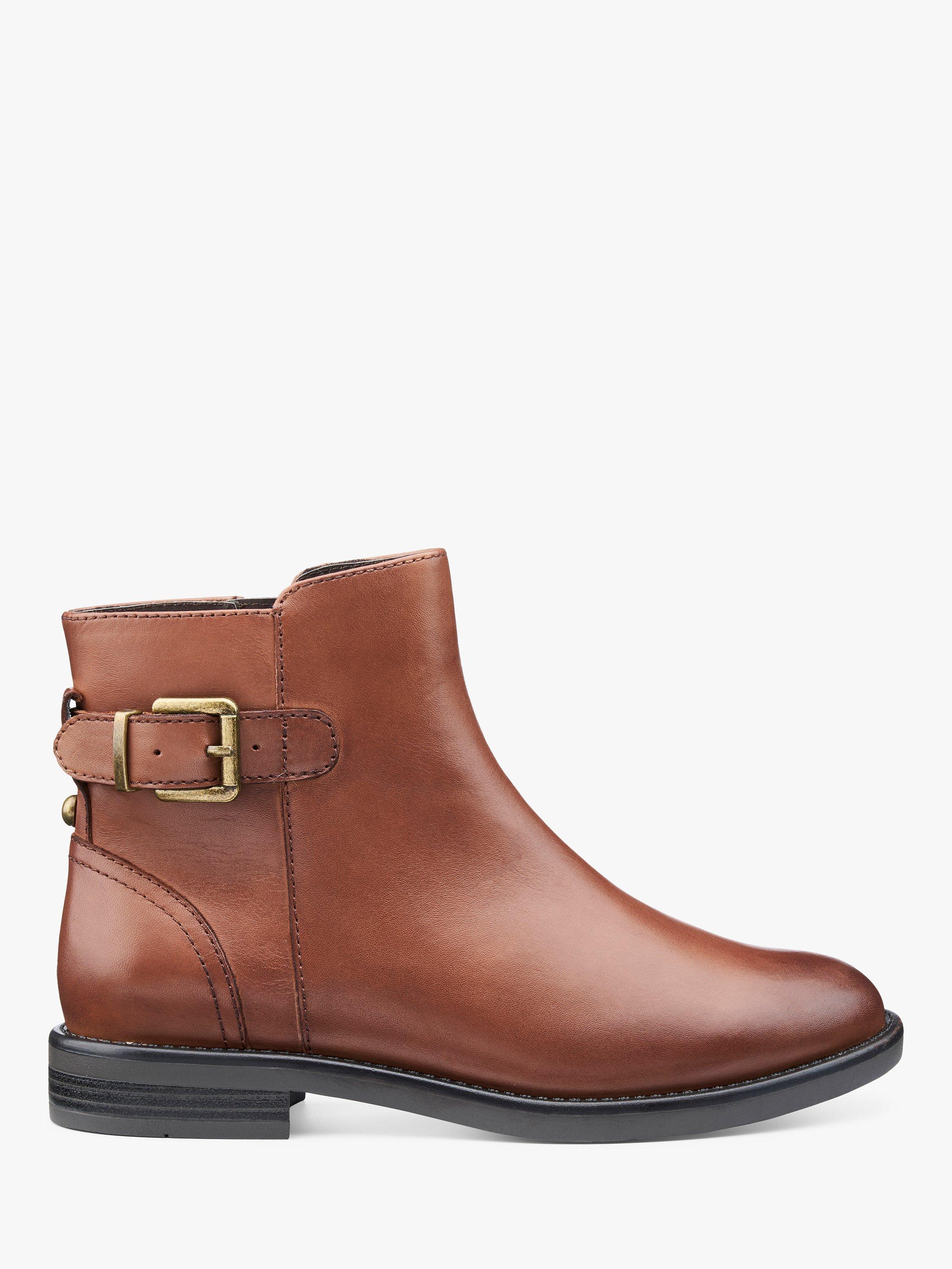 Hotter Ascot Wide Fit Leather Ankle Boots Tan le