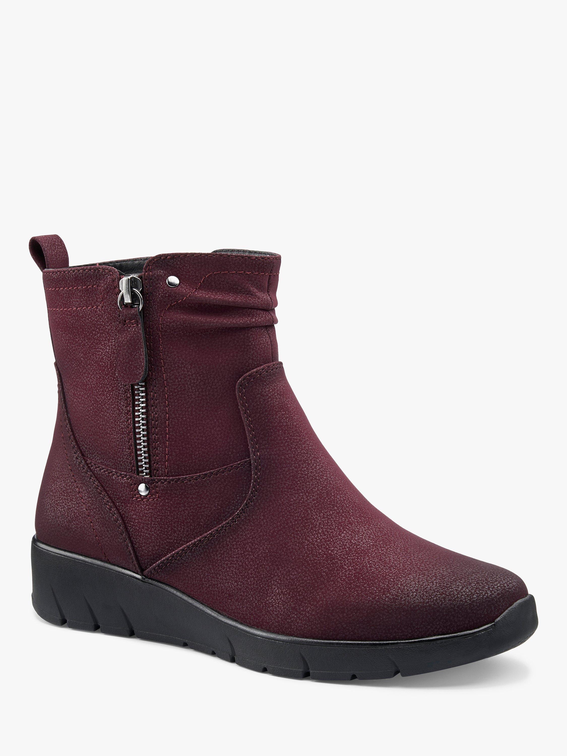 Hotter Epsom Wide Fit Wedge Boots Wine sy