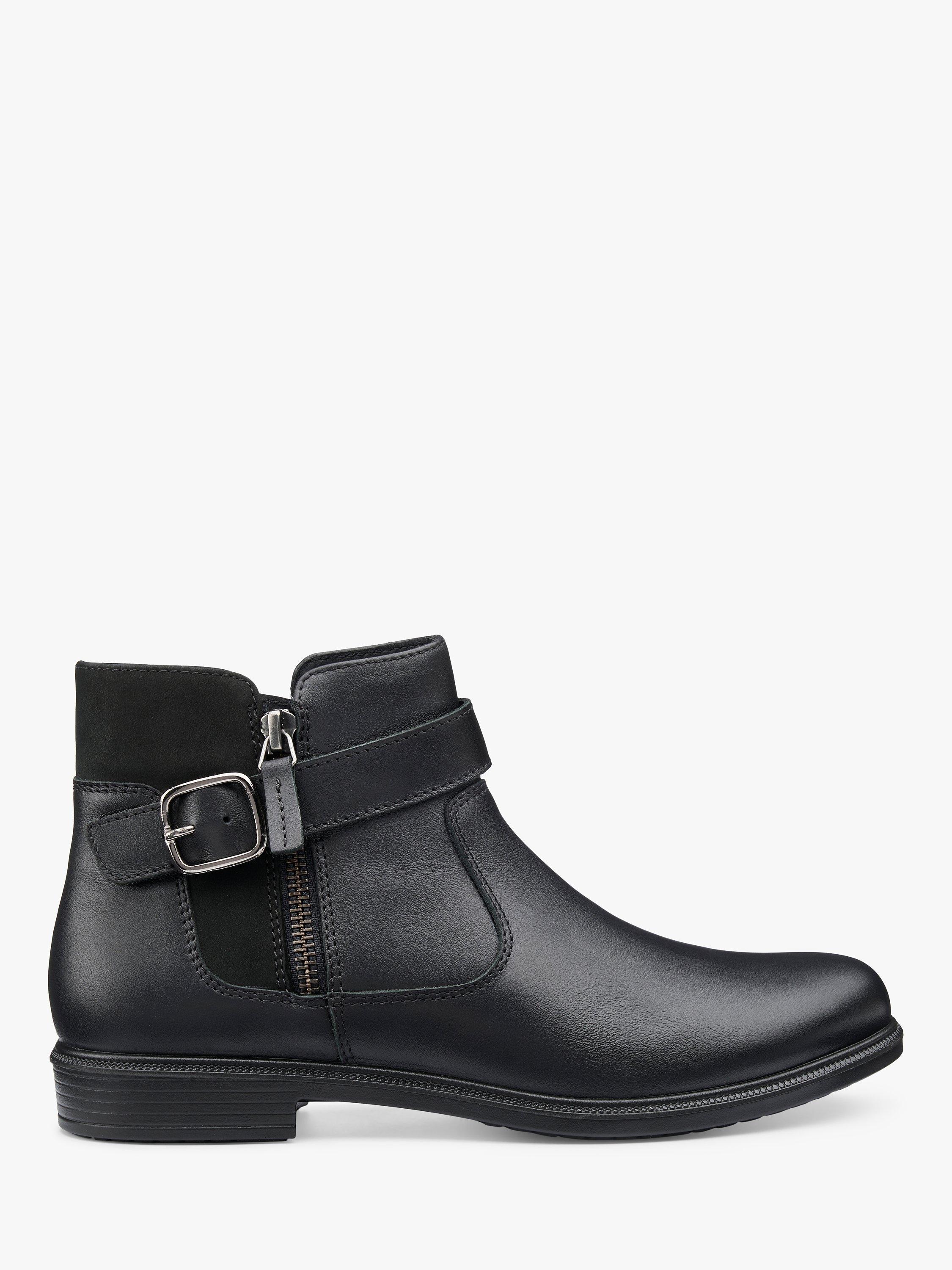 Hotter Kingston Wide Fit Leather Ankle Boots Black