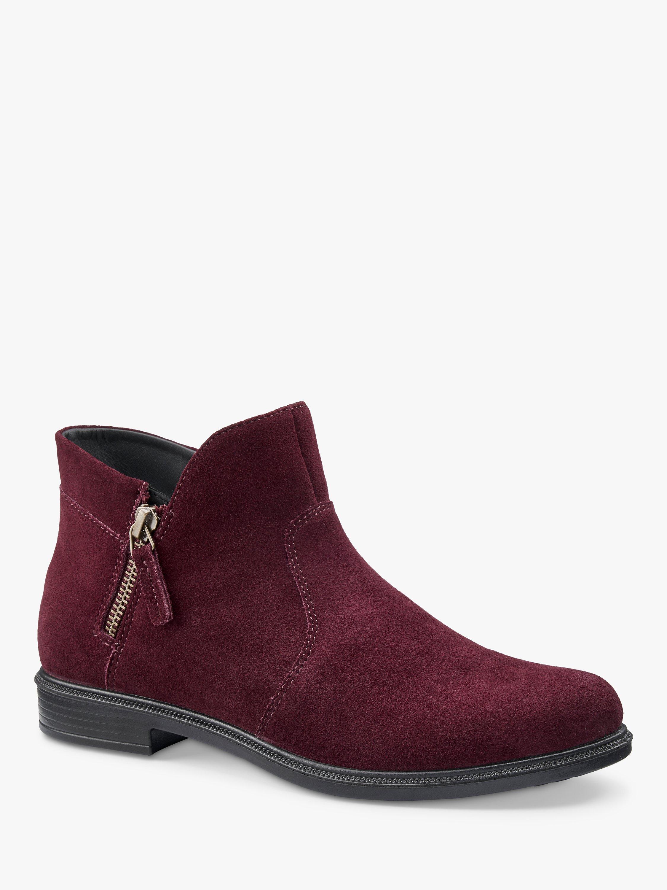 Product image 2 of 4, which shows Hotter Ludlow Suede Ankle Boots, Maroon, 3